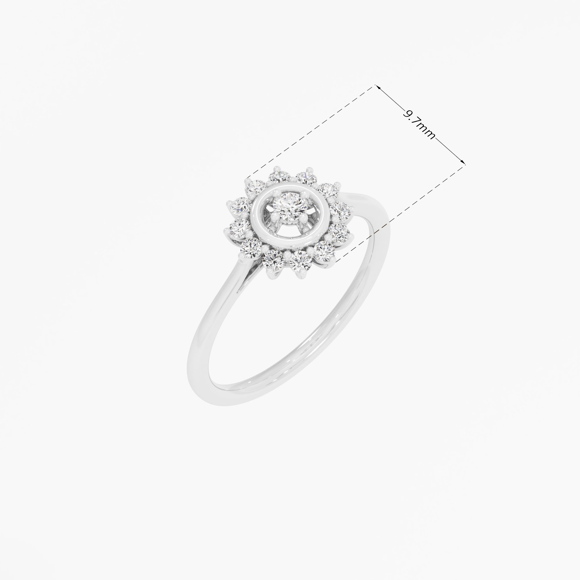 Sunburst Halo Diamond Ring in 9KT White Gold (Diamond Quality: FG-VVS VS)
