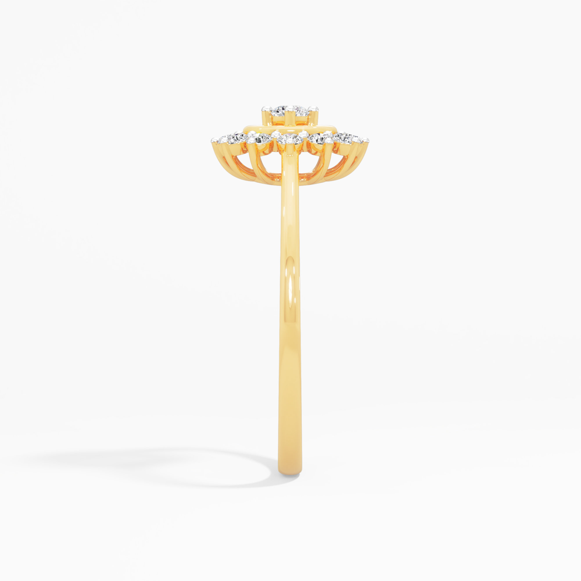Sunburst Halo Diamond Ring in 9KT Yellow Gold (Diamond Quality: FG-VVS VS)