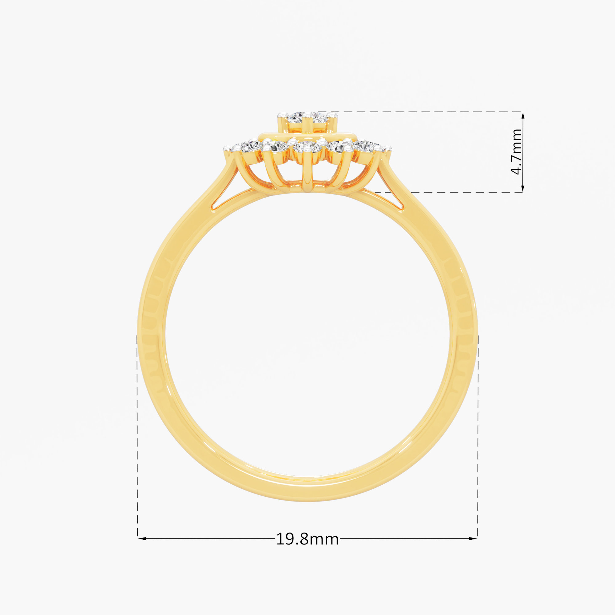 Sunburst Halo Diamond Ring in 9KT Yellow Gold (Diamond Quality: FG-VVS VS)