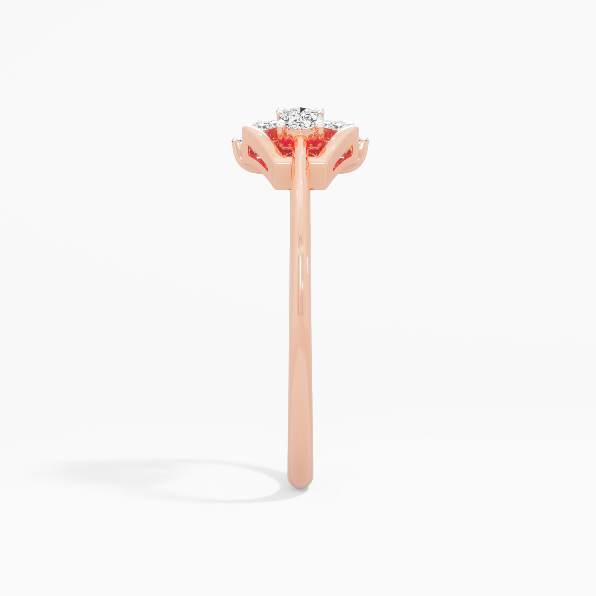 Flourish Cluster Diamond Ring in 9KT Rose Gold (Diamond Quality: FG-VVS VS)