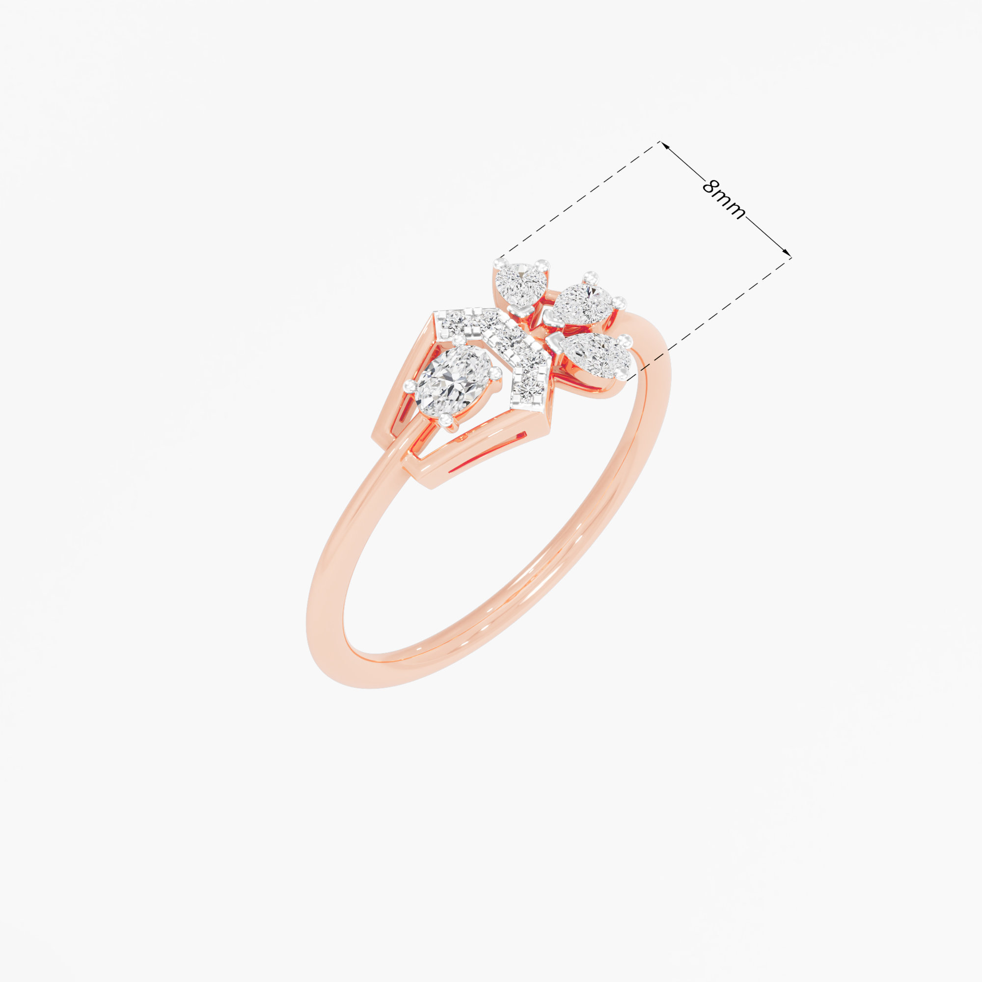 Flourish Cluster Diamond Ring in 9KT Rose Gold (Diamond Quality: FG-VVS VS)