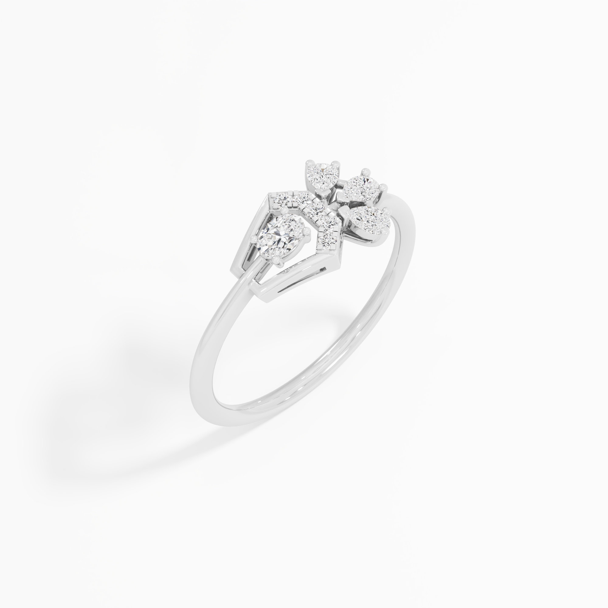 Flourish Cluster Diamond Ring in 9KT White Gold (Diamond Quality: FG-VVS VS)