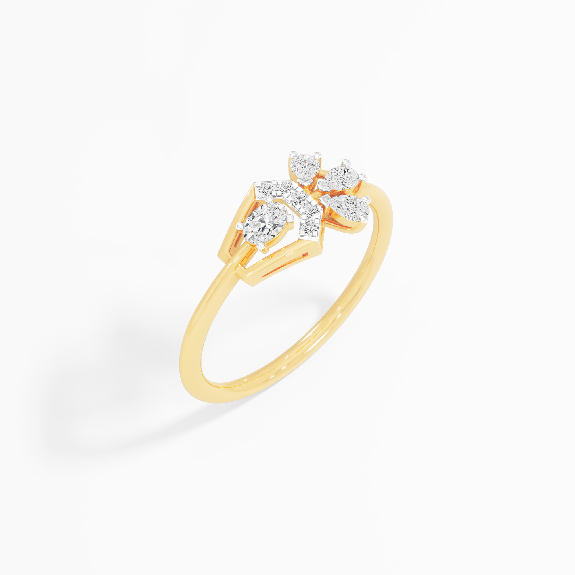 Flourish Cluster Diamond Ring in 9KT Yellow Gold (Diamond Quality: FG-VVS VS)