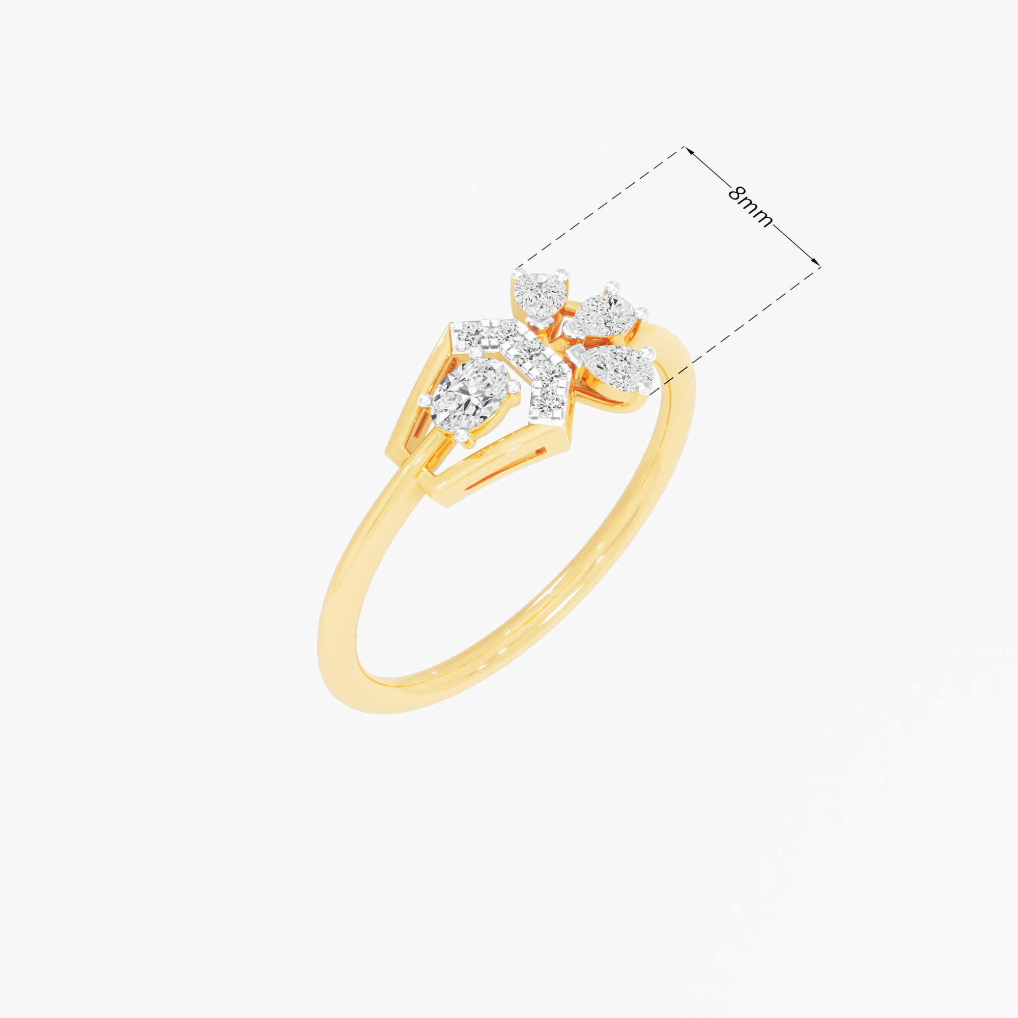 Flourish Cluster Diamond Ring in 9KT Yellow Gold (Diamond Quality: FG-VVS VS)
