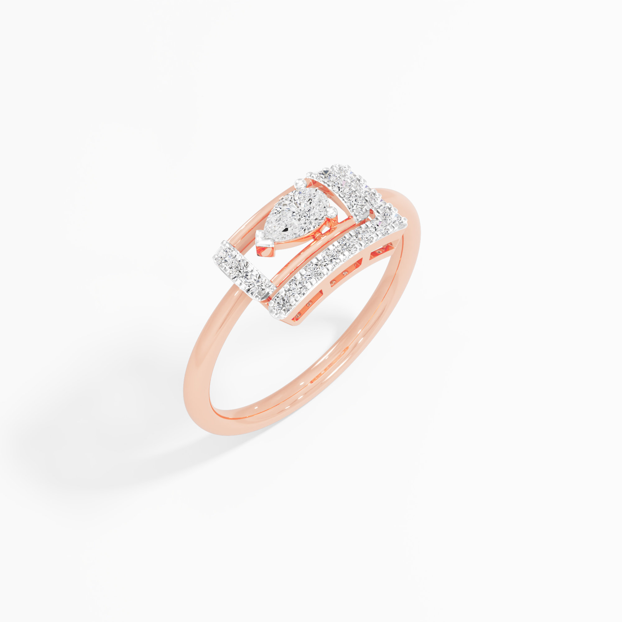 Halo Frame Diamond Ring in 9KT Rose Gold (Diamond Quality: FG-VVS VS)