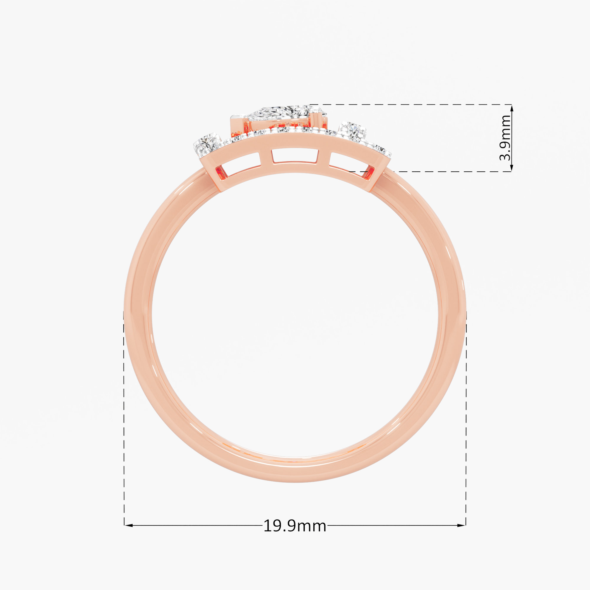 Halo Frame Diamond Ring in 9KT Rose Gold (Diamond Quality: FG-VVS VS)