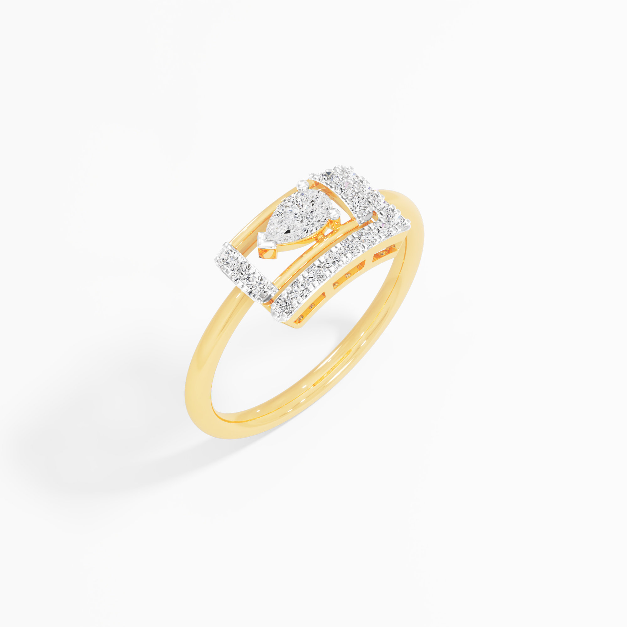 Halo Frame Diamond Ring in 9KT Yellow Gold (Diamond Quality: EF-VVS)