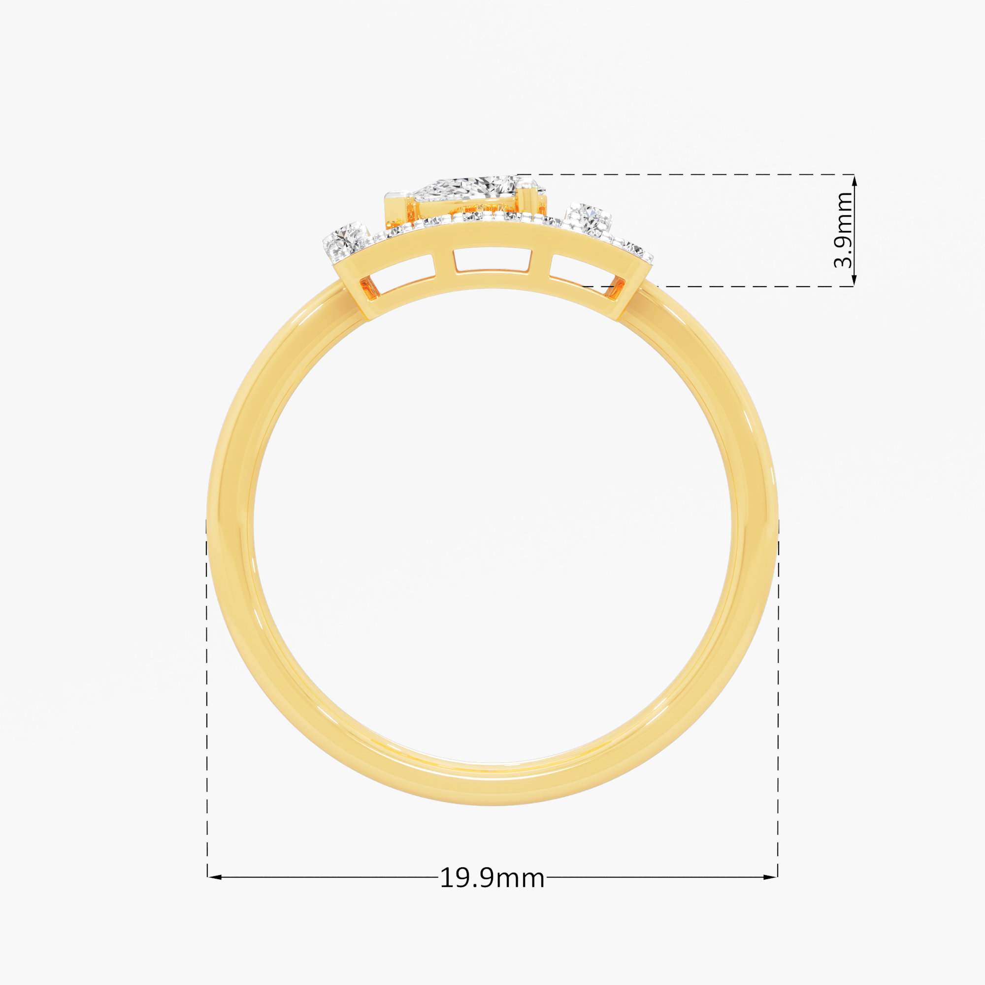 Halo Frame Diamond Ring in 9KT Yellow Gold (Diamond Quality: EF-VVS)