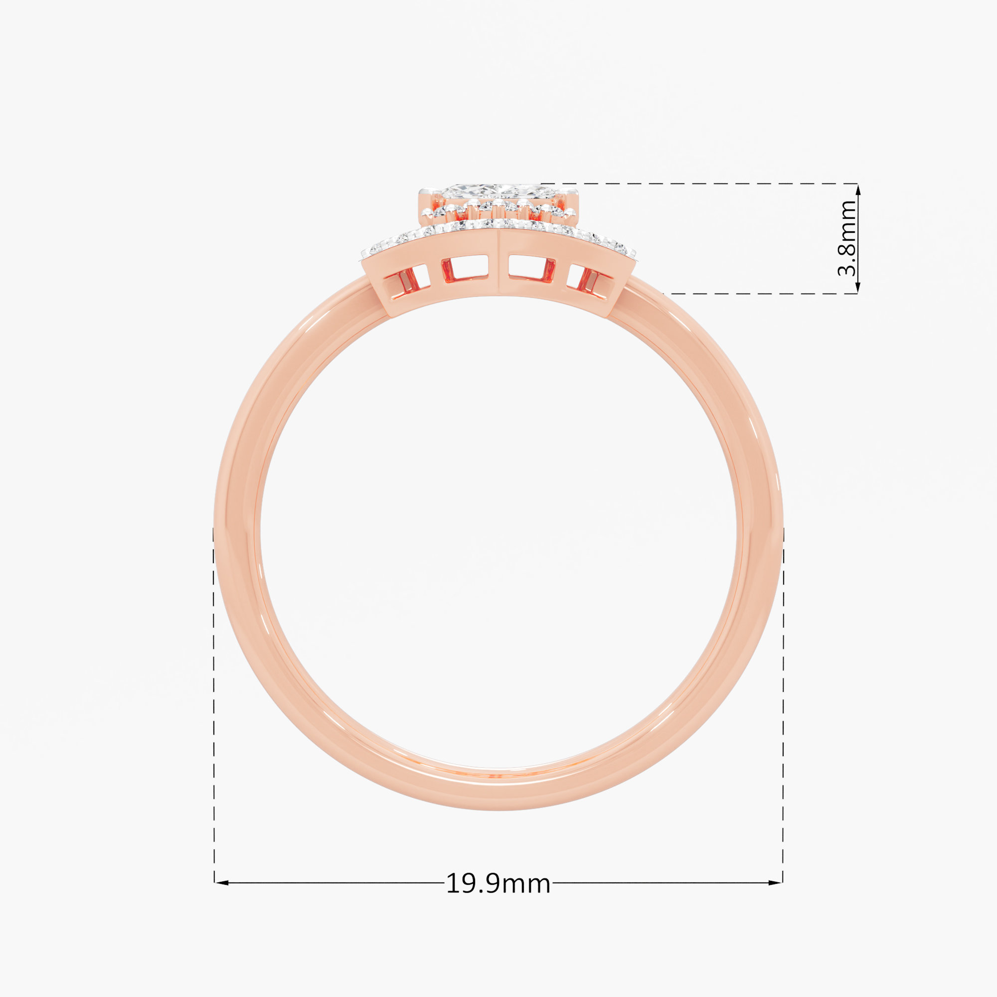 Frost Kite Diamond Ring in 9KT Rose Gold (Diamond Quality: FG-VVS VS)