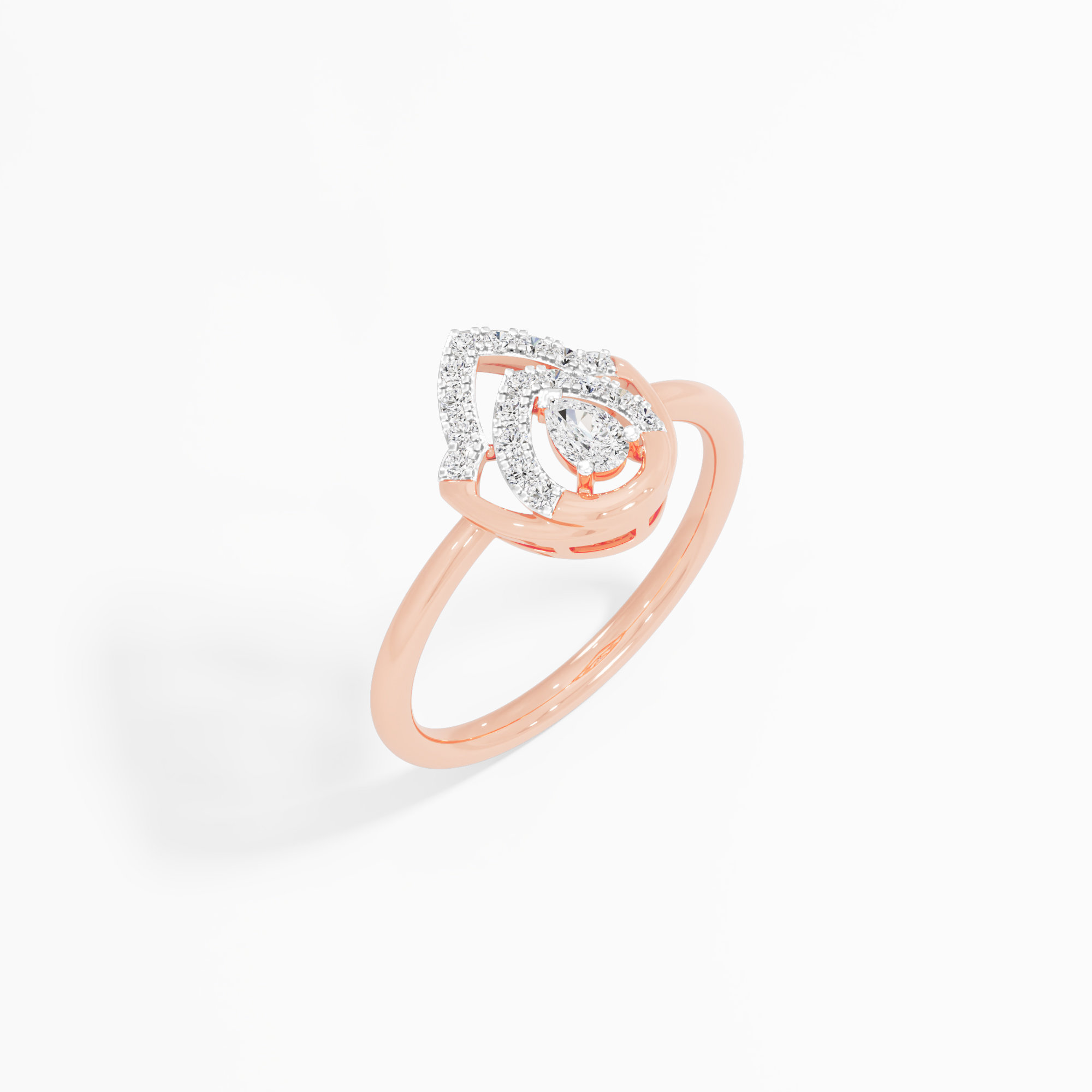 Lotus Crown Diamond Ring in 9KT Rose Gold (Diamond Quality: FG-VVS VS)