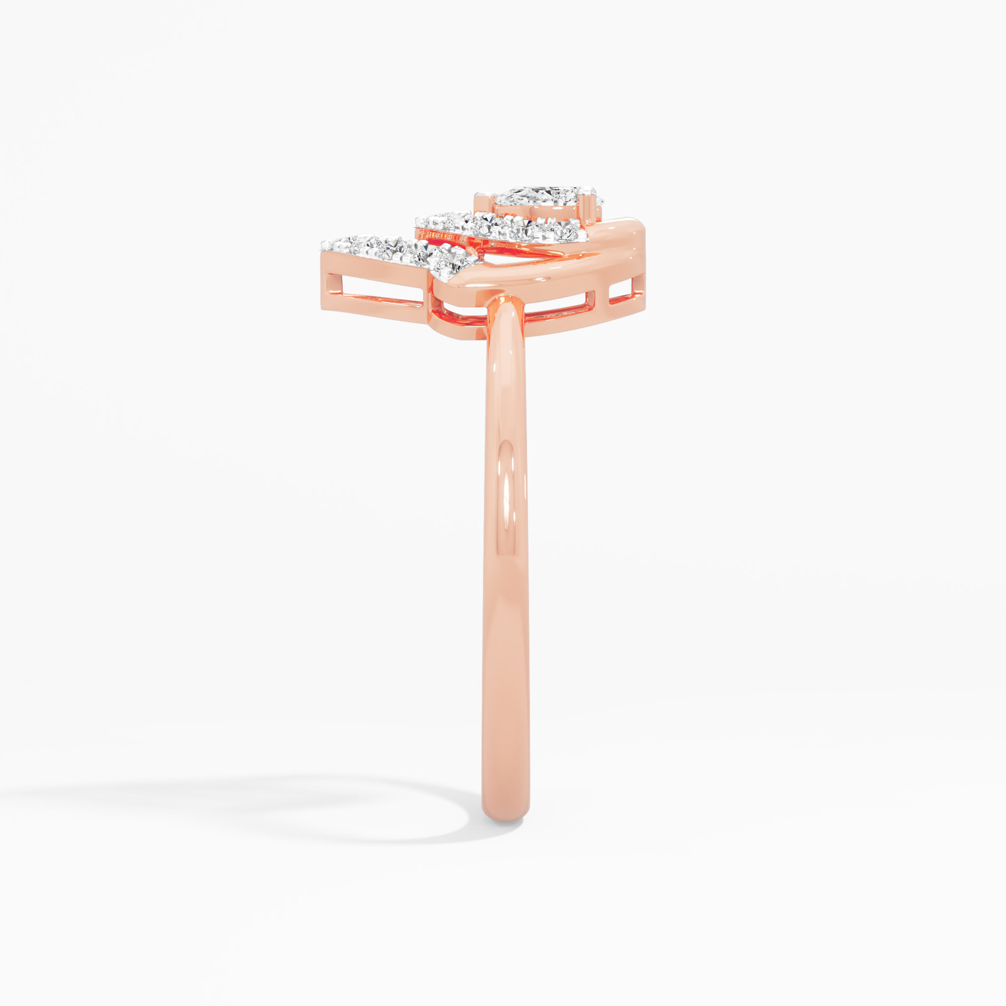 Lotus Crown Diamond Ring in 9KT Rose Gold (Diamond Quality: FG-VVS VS)
