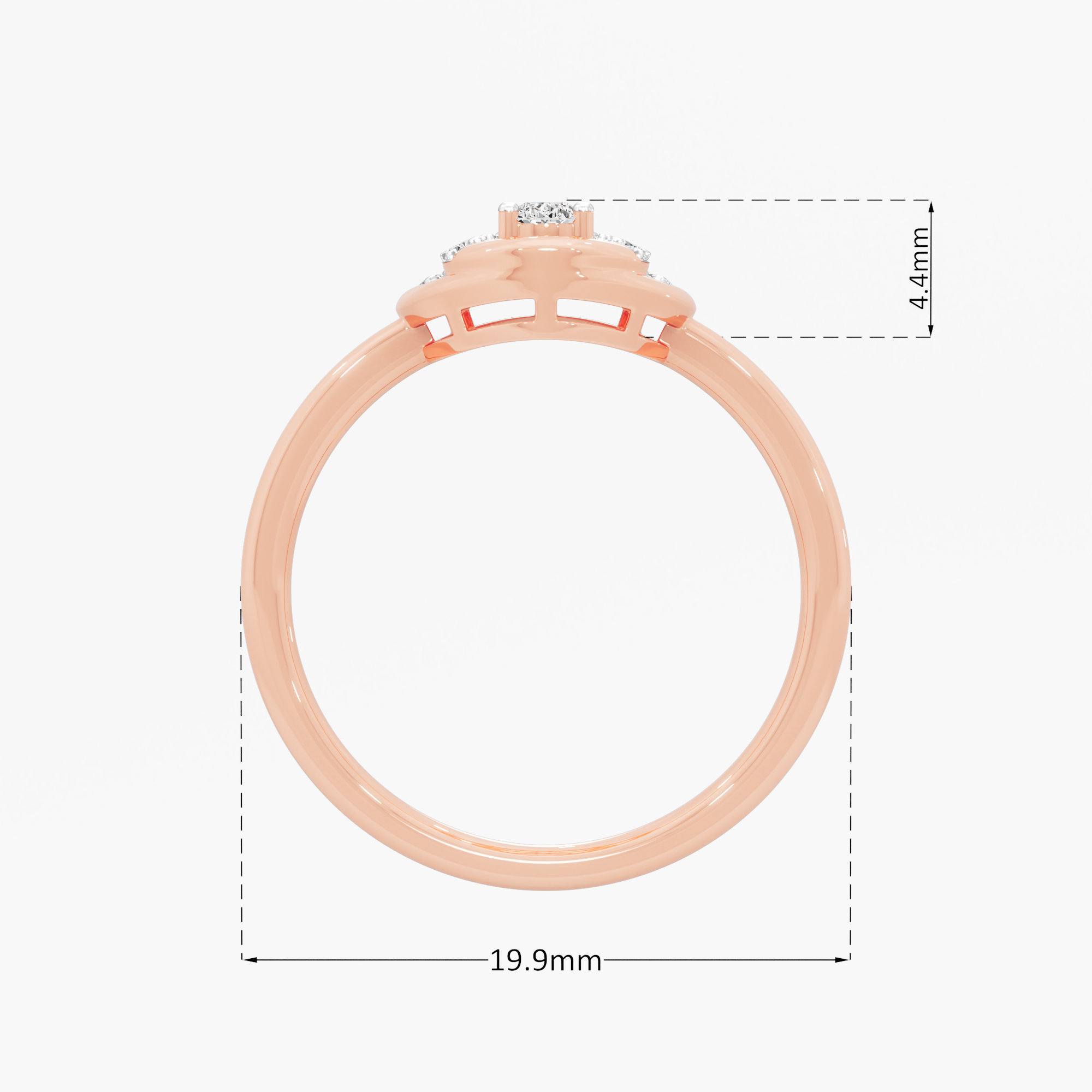 Lotus Crown Diamond Ring in 9KT Rose Gold (Diamond Quality: FG-VVS VS)