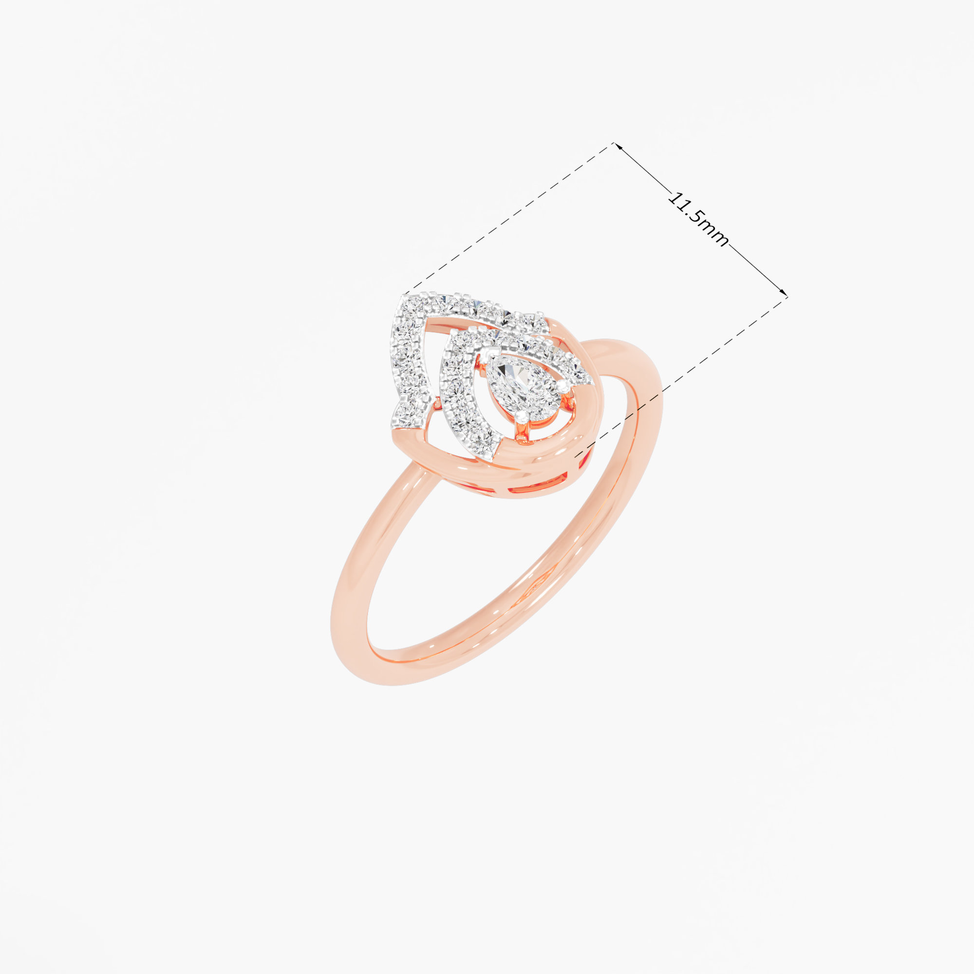 Lotus Crown Diamond Ring in 9KT Rose Gold (Diamond Quality: FG-VVS VS)