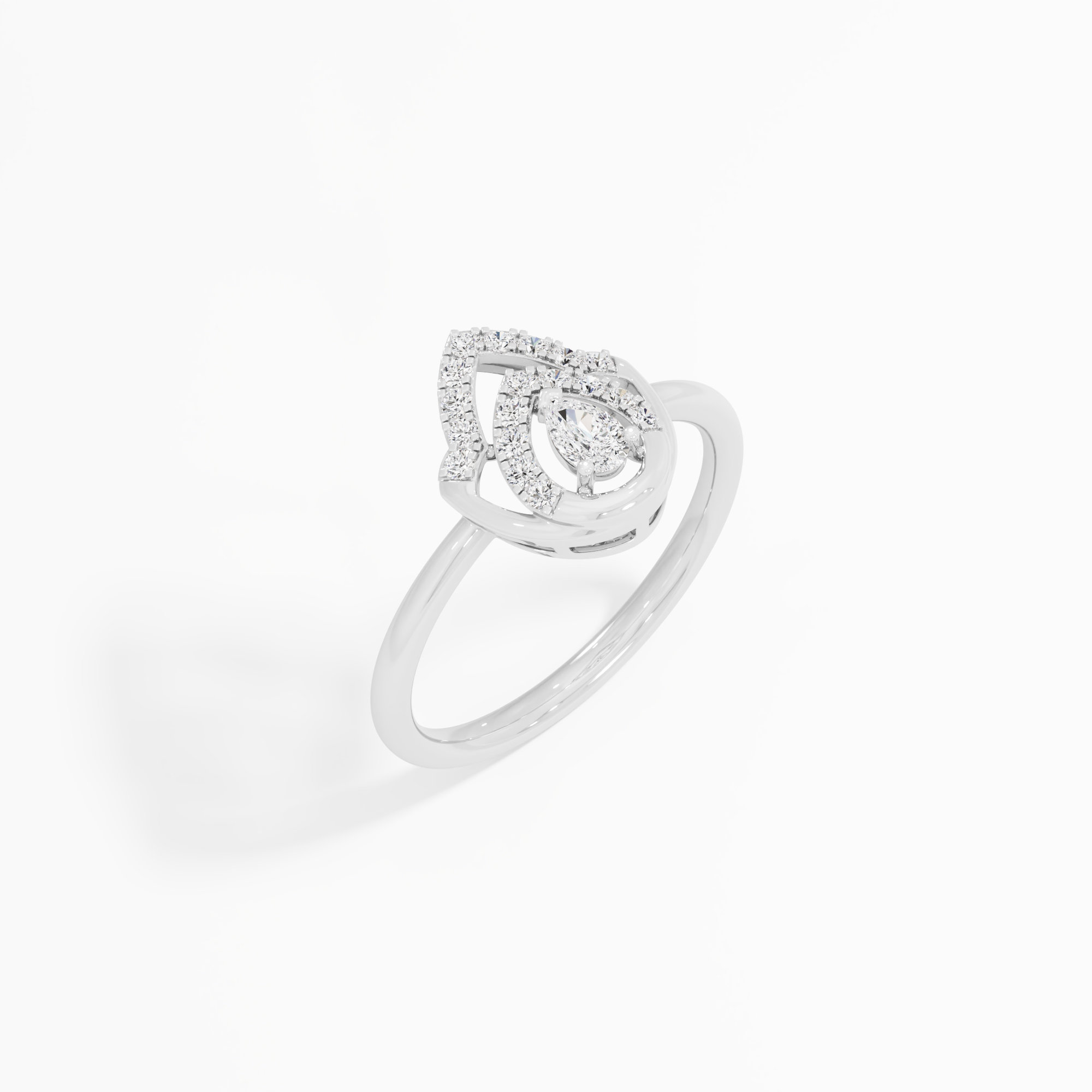 Lotus Crown Diamond Ring in 9KT White Gold (Diamond Quality: FG-VVS VS)
