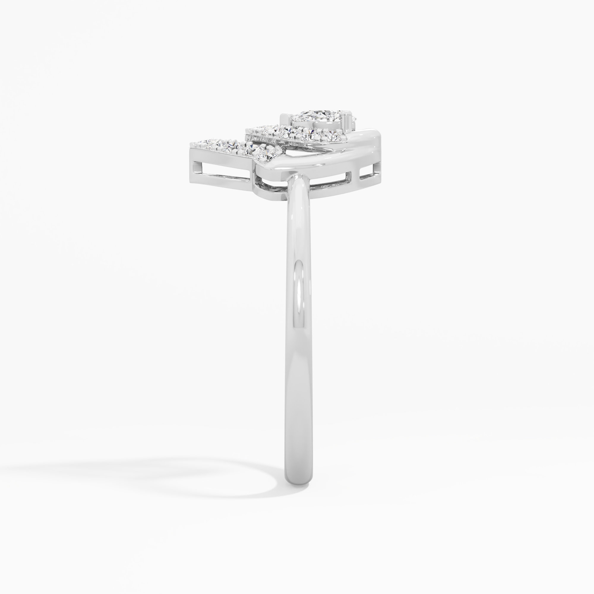 Lotus Crown Diamond Ring in 9KT White Gold (Diamond Quality: FG-VVS VS)