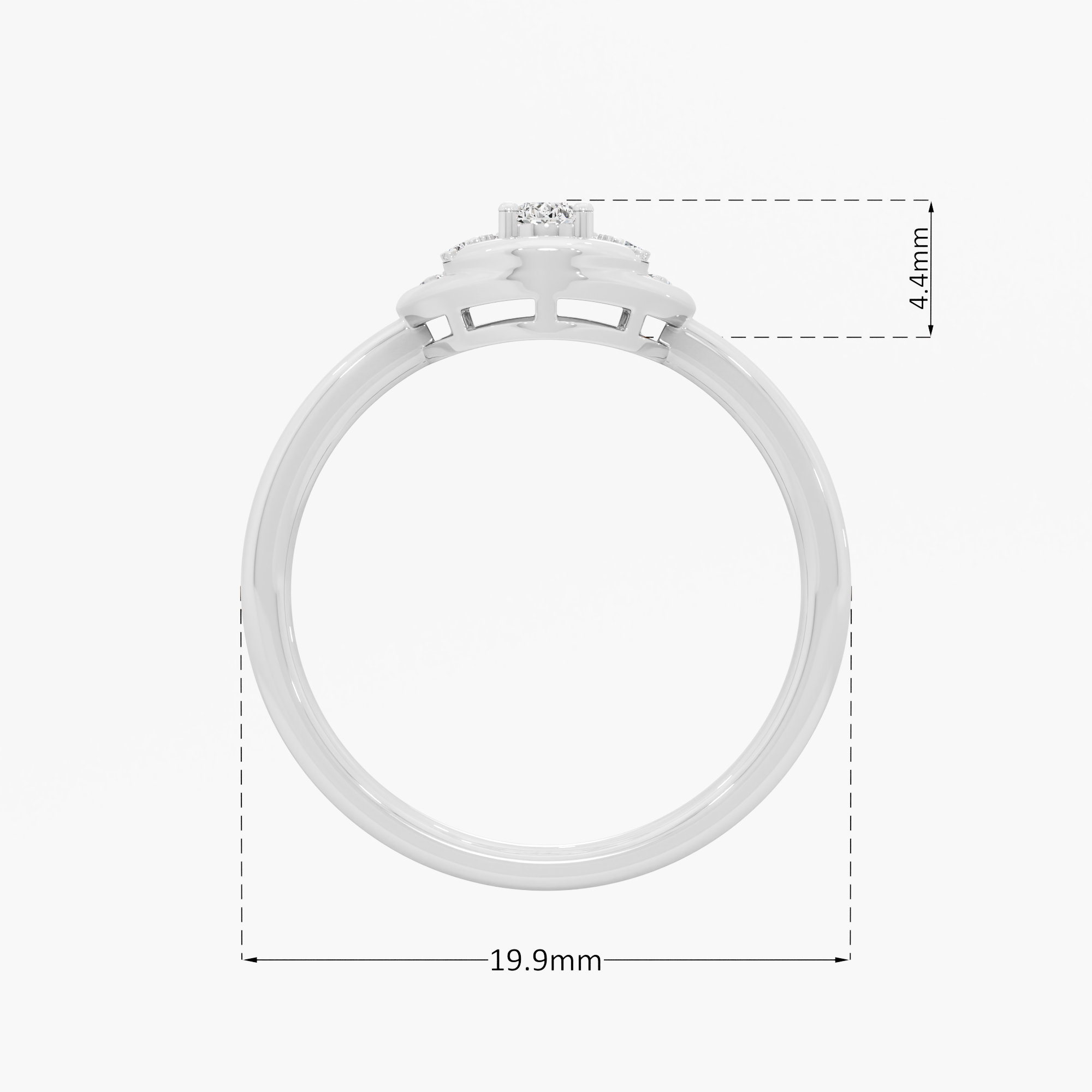 Lotus Crown Diamond Ring in 9KT White Gold (Diamond Quality: FG-VVS VS)