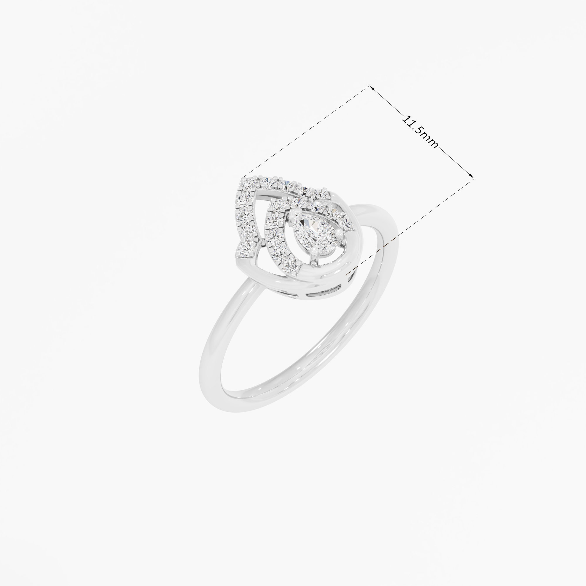 Lotus Crown Diamond Ring in 9KT White Gold (Diamond Quality: FG-VVS VS)