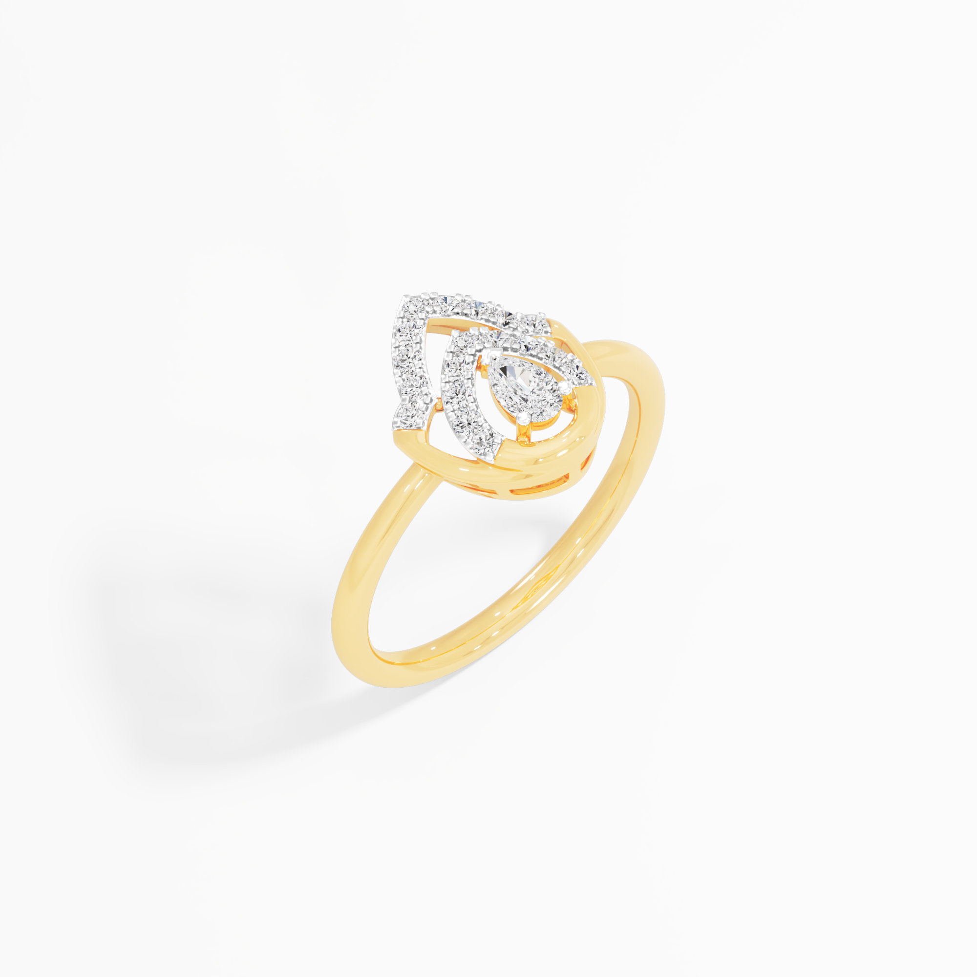 Lotus Crown Diamond Ring in 9KT Yellow Gold (Diamond Quality: FG-VVS VS)
