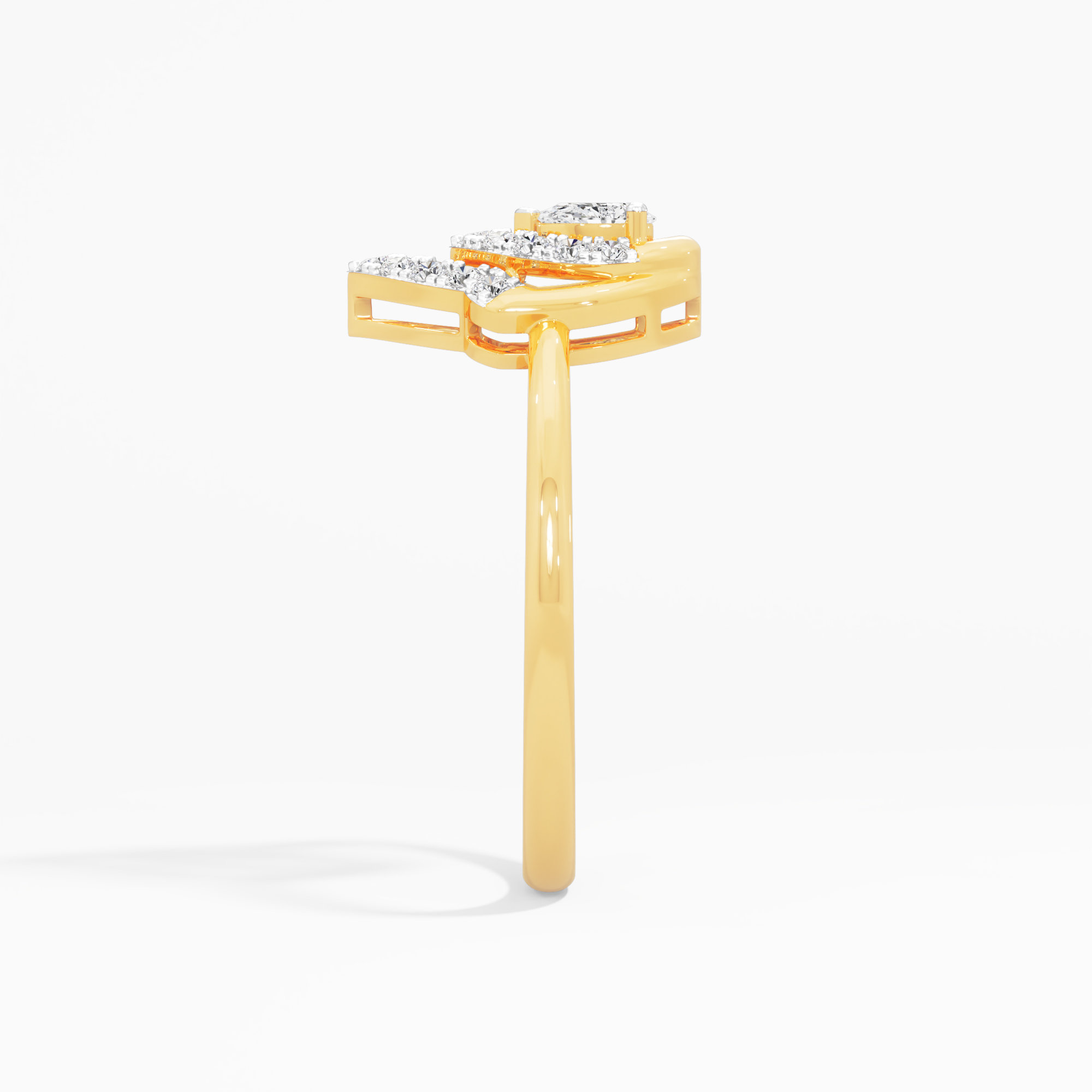 Lotus Crown Diamond Ring in 9KT Yellow Gold (Diamond Quality: FG-VVS VS)