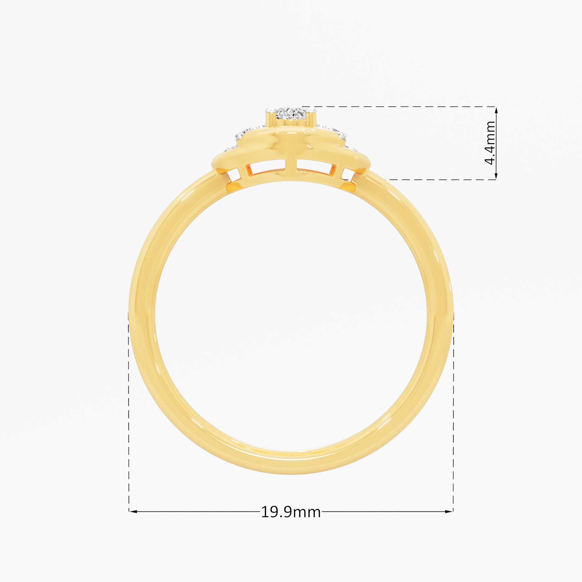 Lotus Crown Diamond Ring in 9KT Yellow Gold (Diamond Quality: FG-VVS VS)