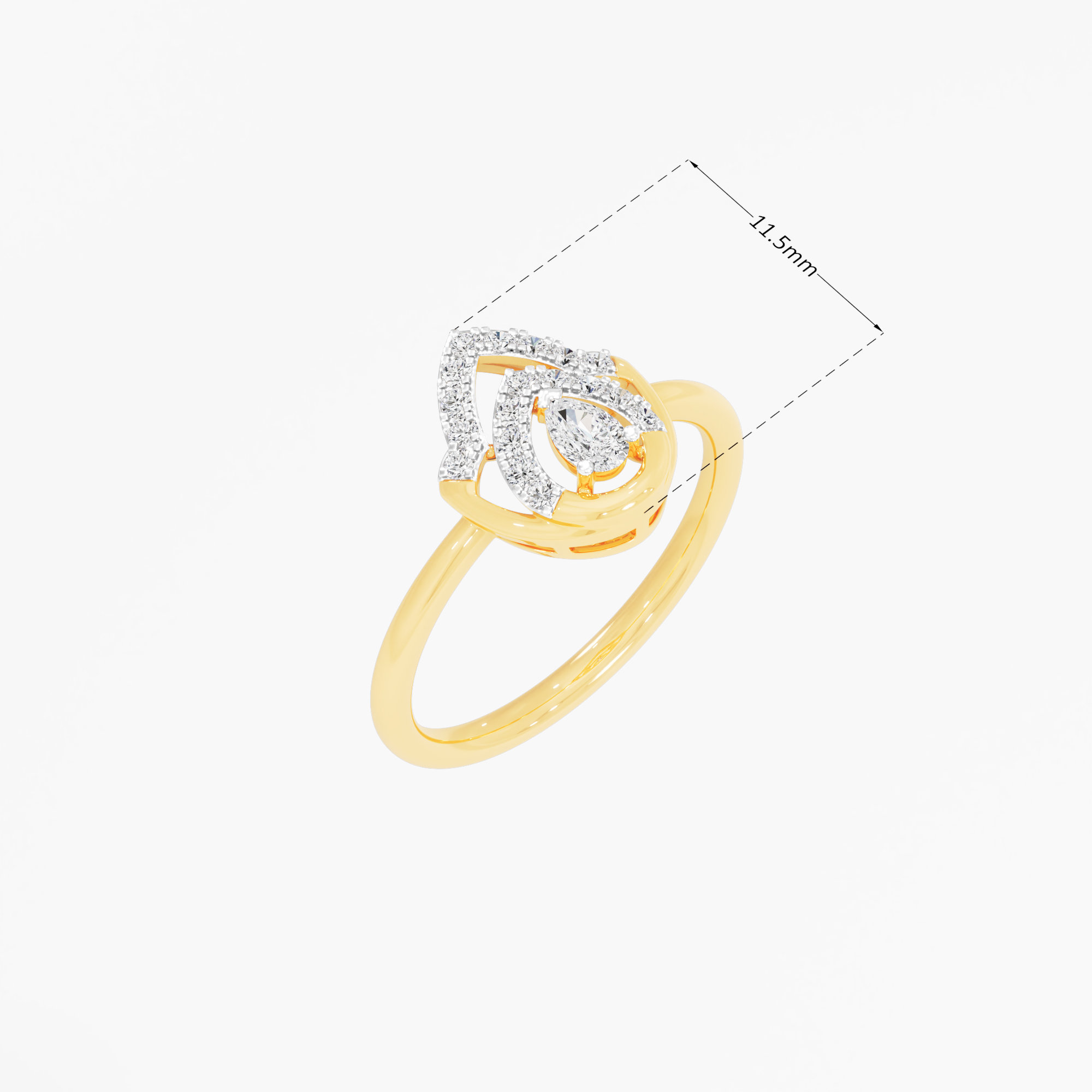 Lotus Crown Diamond Ring in 9KT Yellow Gold (Diamond Quality: FG-VVS VS)