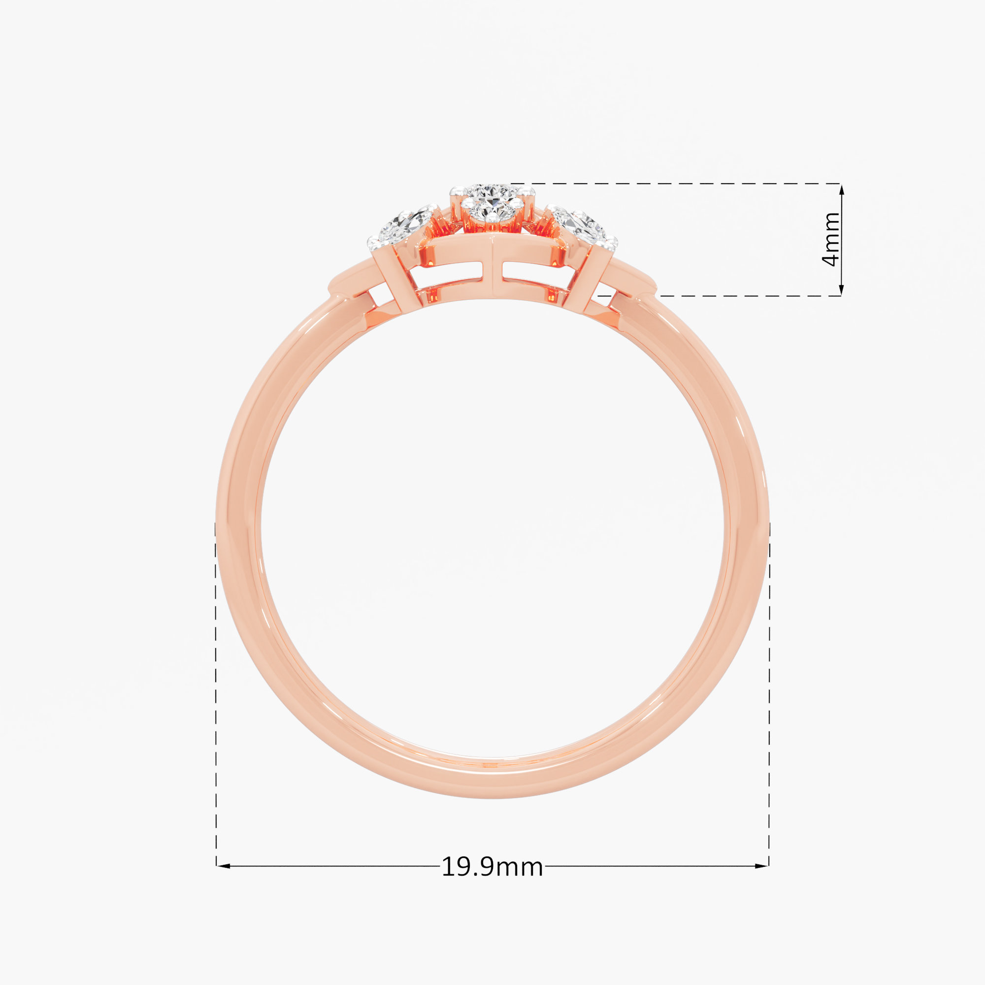 Nova Kite Diamond Ring in 9KT Rose Gold (Diamond Quality: FG-VVS VS)