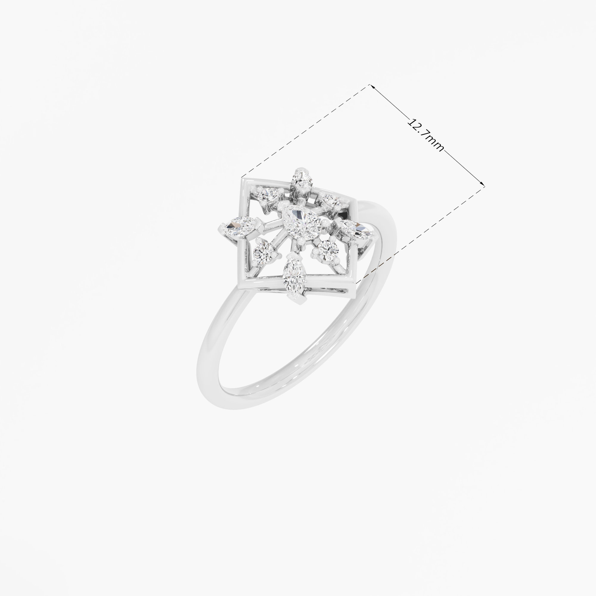 Nova Kite Diamond Ring in 9KT White Gold (Diamond Quality: FG-VVS VS)