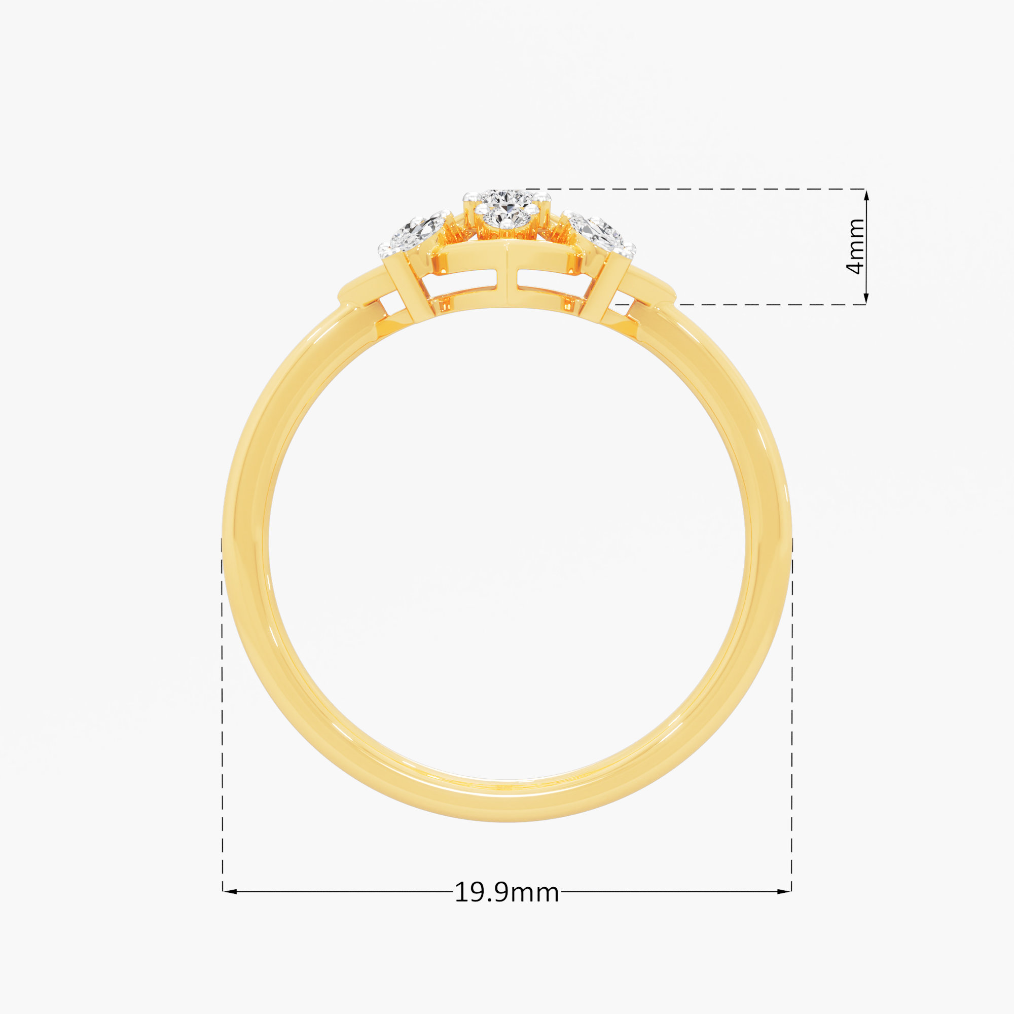 Nova Kite Diamond Ring in 9KT Yellow Gold (Diamond Quality: FG-VVS VS)