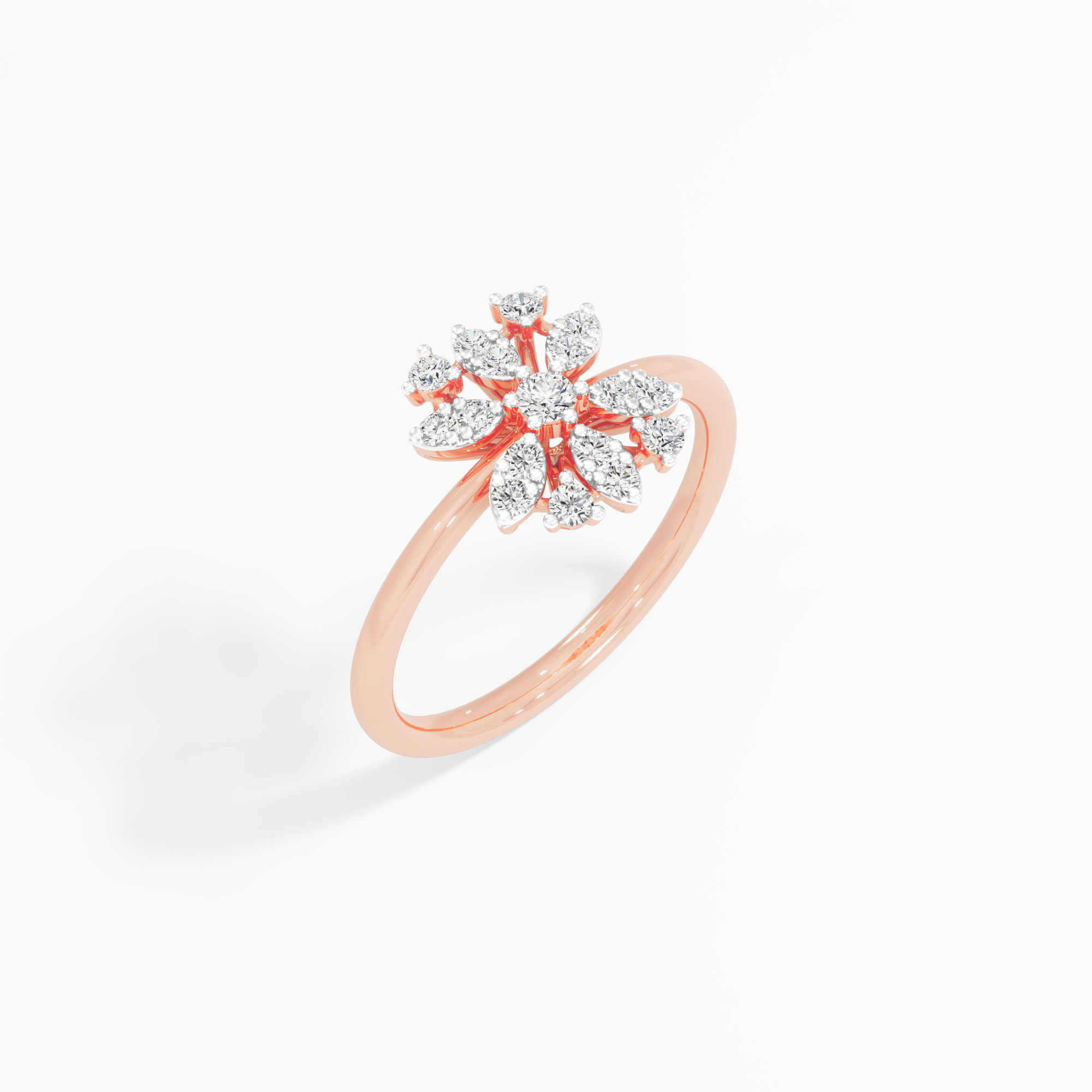 Floret Cluster Diamond Ring in 9KT Rose Gold (Diamond Quality: FG-VVS VS)