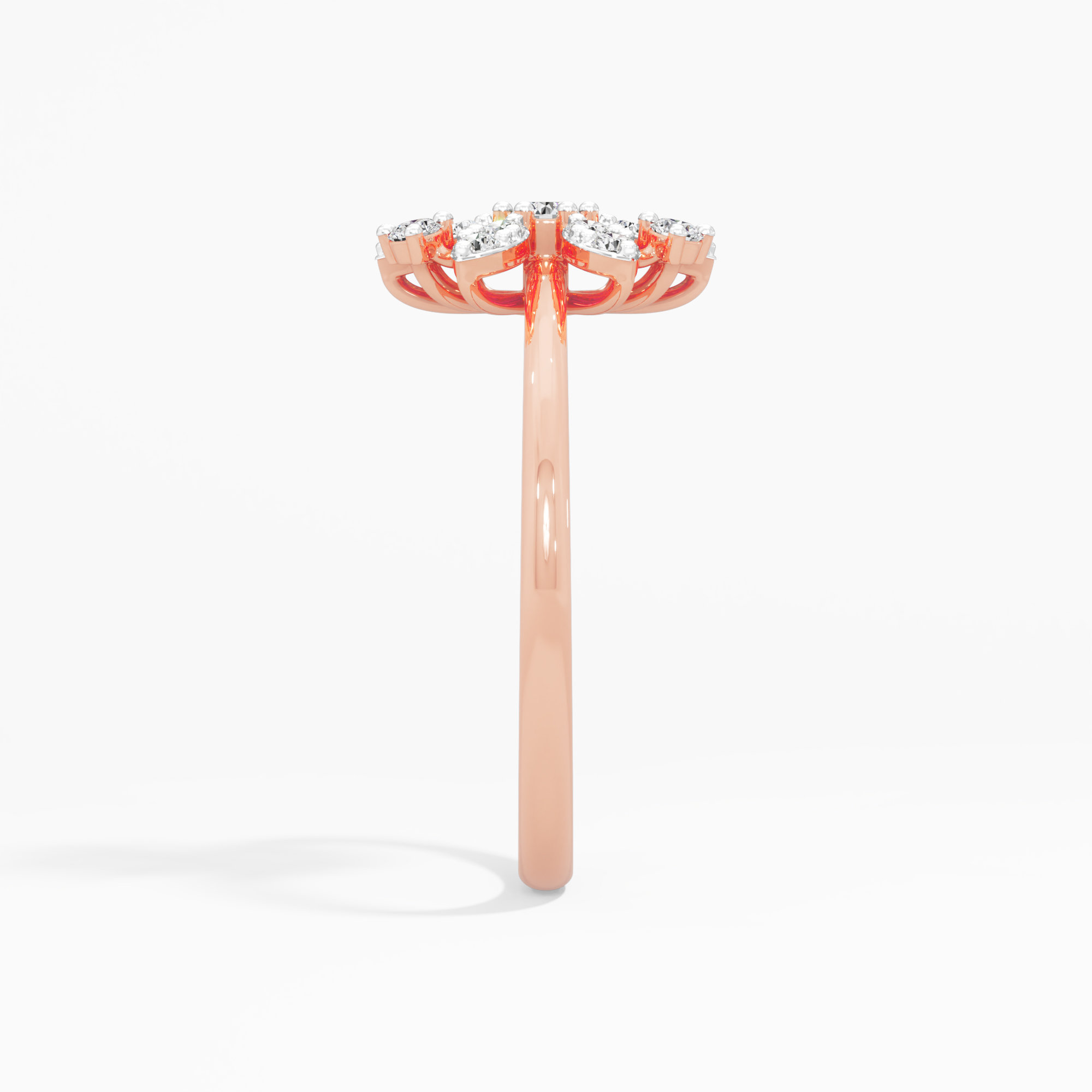 Floret Cluster Diamond Ring in 9KT Rose Gold (Diamond Quality: FG-VVS VS)