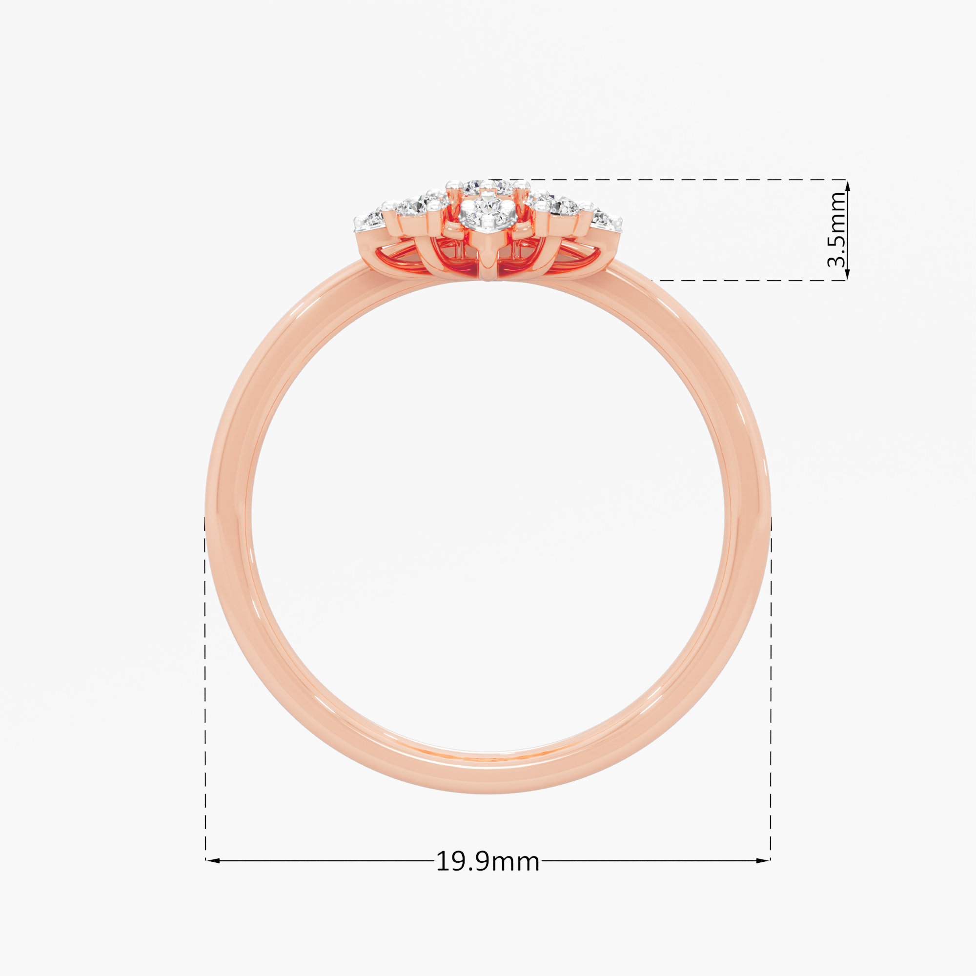 Floret Cluster Diamond Ring in 9KT Rose Gold (Diamond Quality: FG-VVS VS)