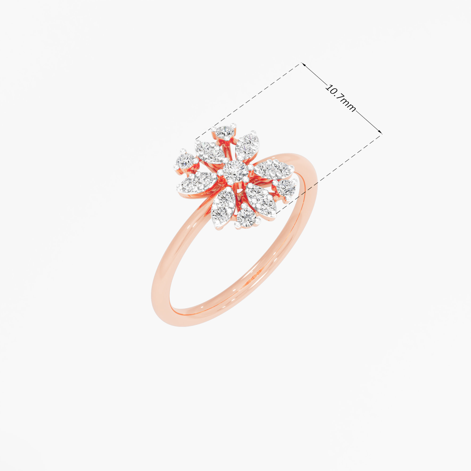 Floret Cluster Diamond Ring in 9KT Rose Gold (Diamond Quality: FG-VVS VS)