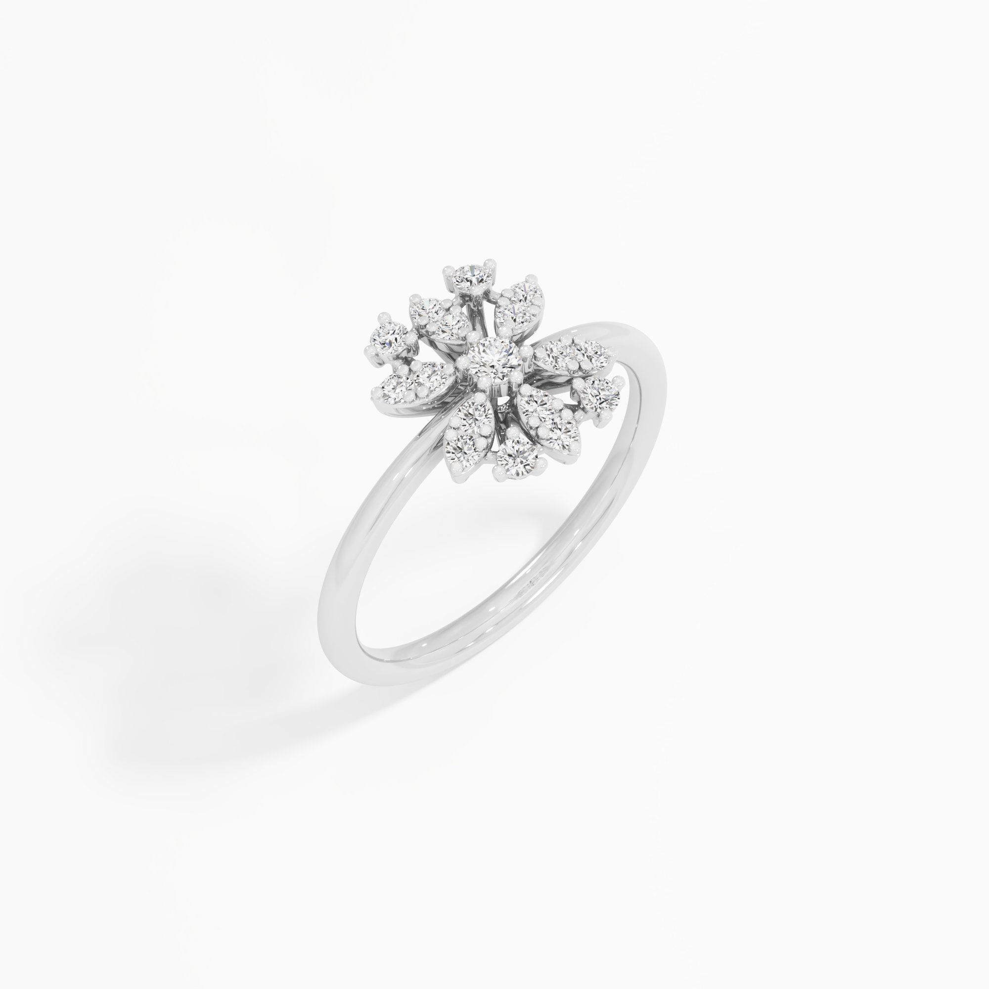 Floret Cluster Diamond Ring in 9KT White Gold (Diamond Quality: FG-VVS VS)