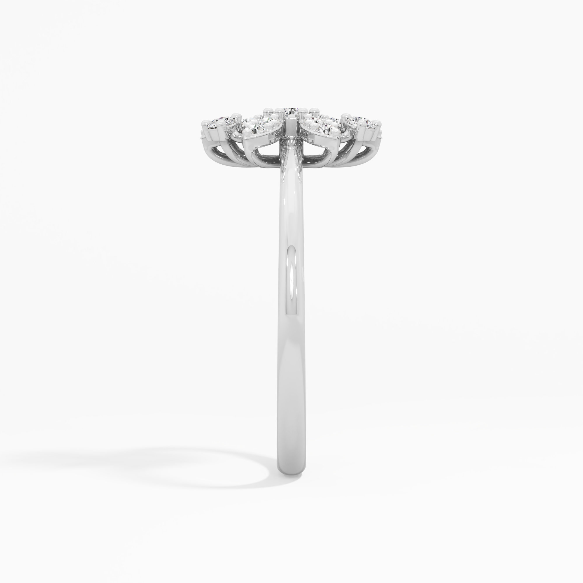 Floret Cluster Diamond Ring in 9KT White Gold (Diamond Quality: FG-VVS VS)