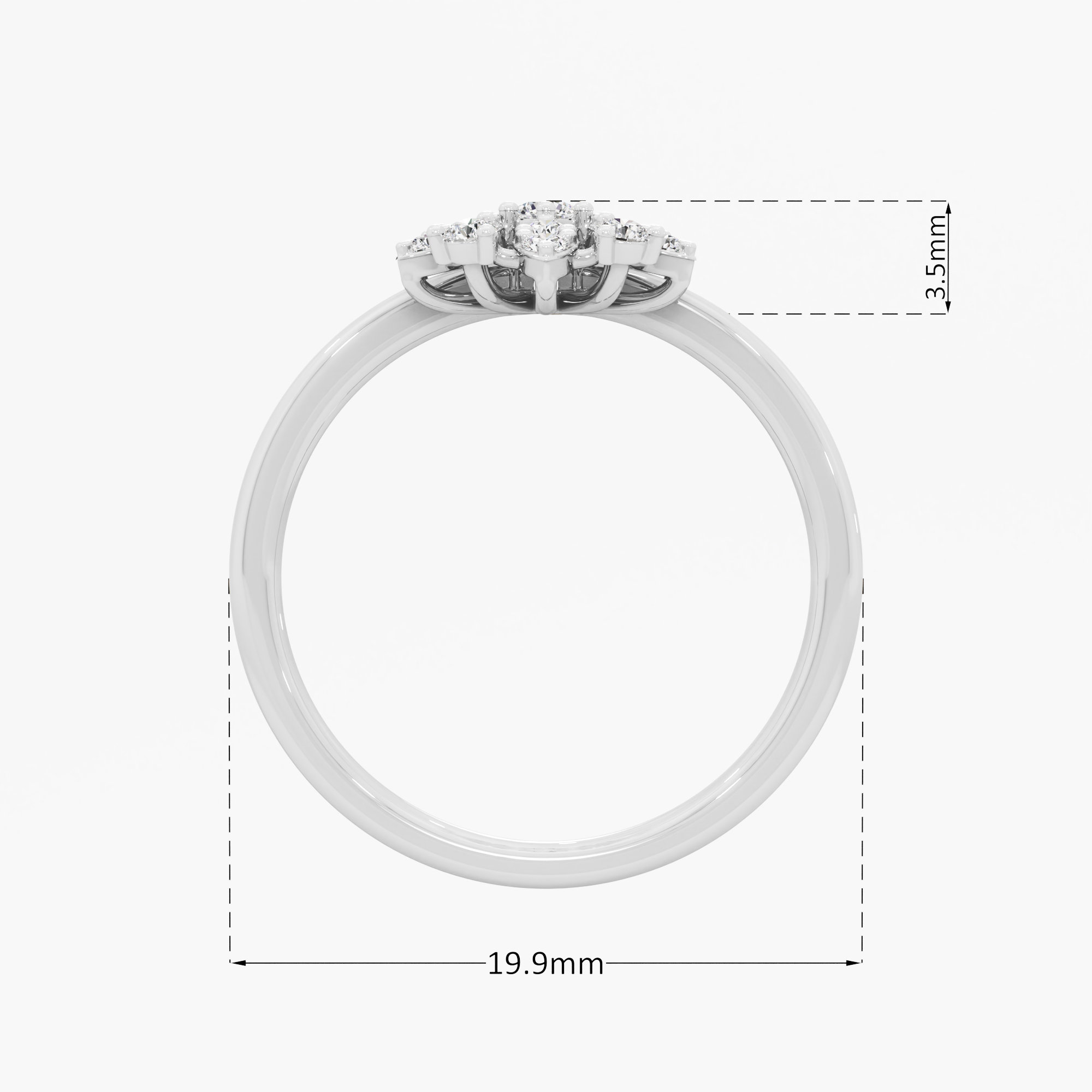 Floret Cluster Diamond Ring in 9KT White Gold (Diamond Quality: FG-VVS VS)