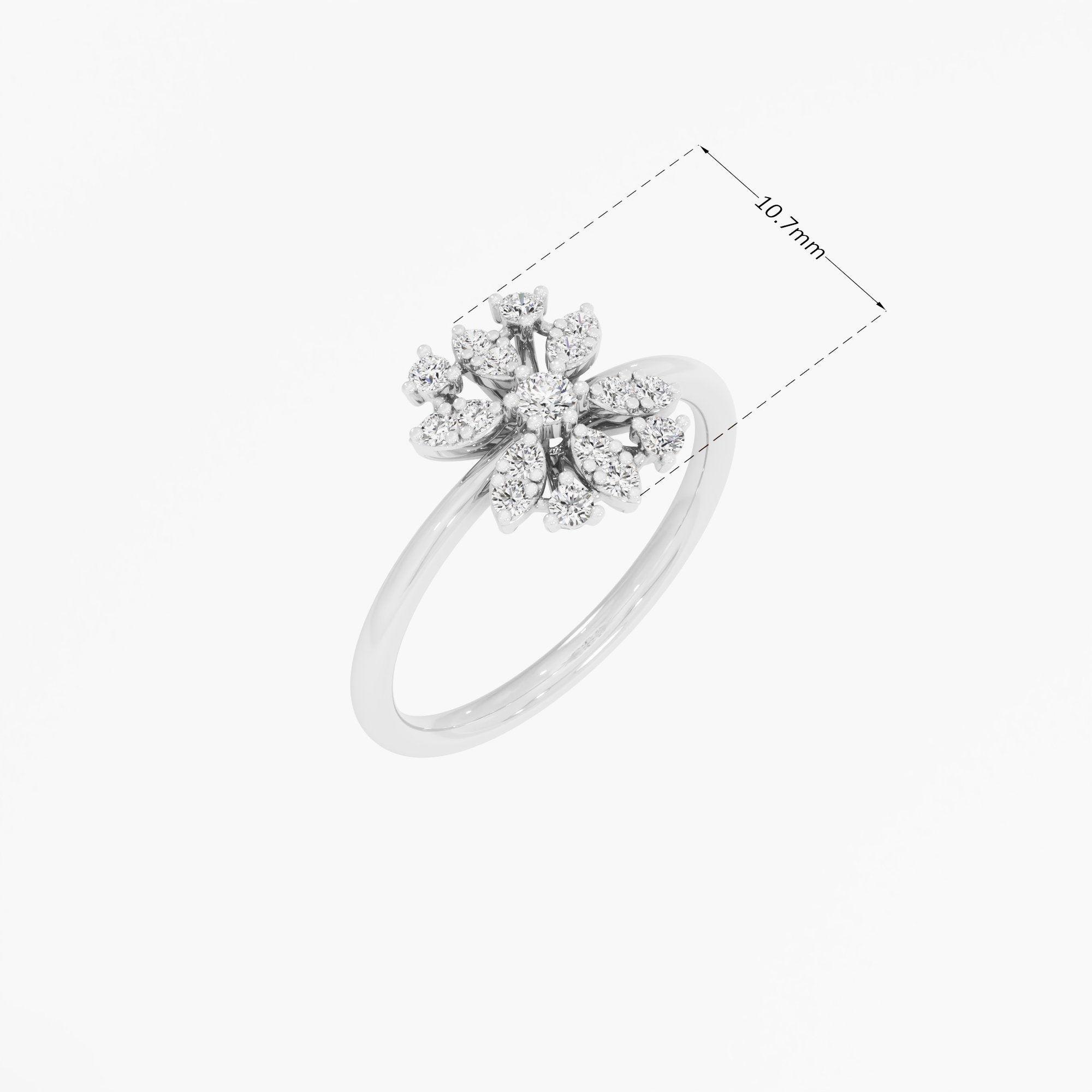 Floret Cluster Diamond Ring in 9KT White Gold (Diamond Quality: FG-VVS VS)