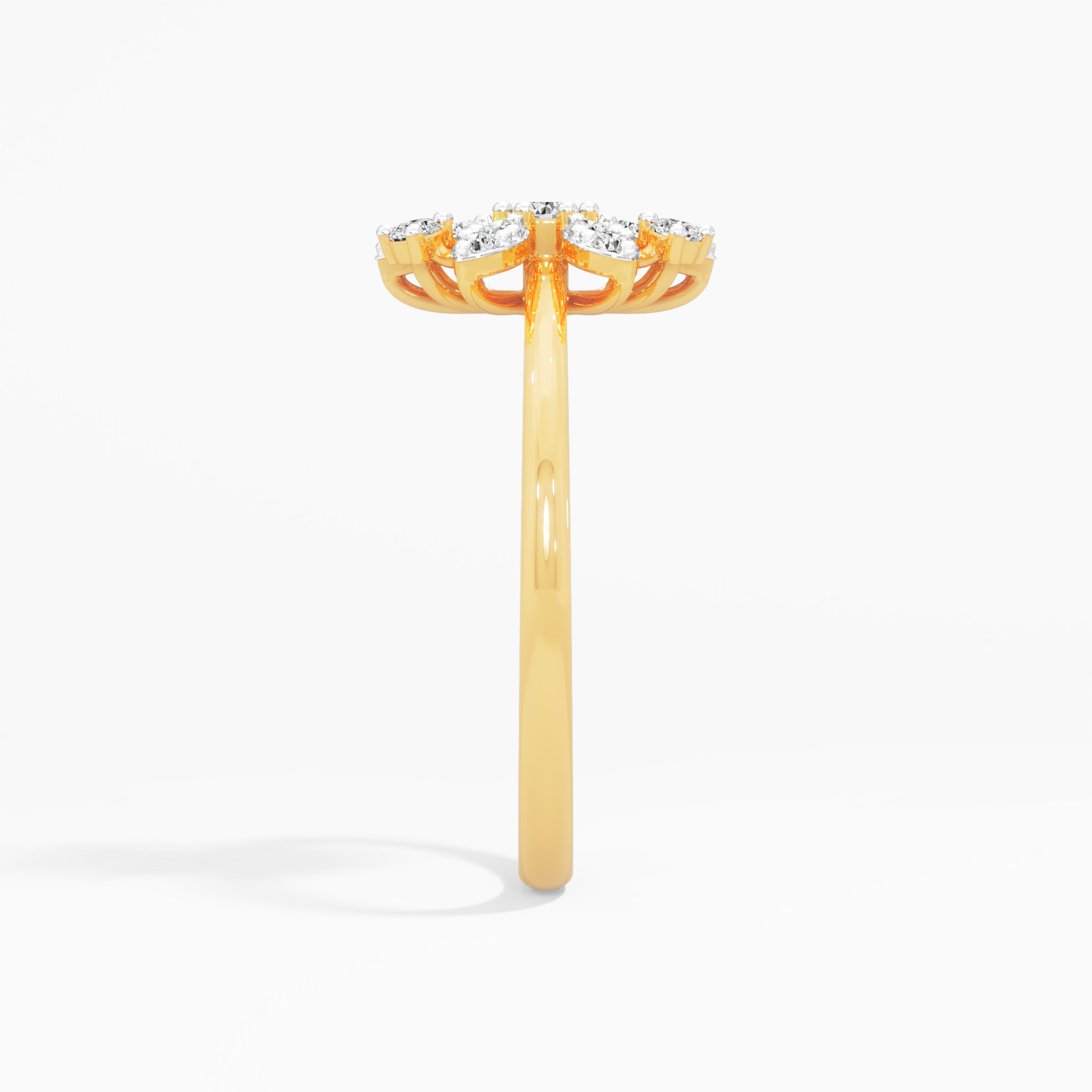 Floret Cluster Diamond Ring in 9KT Yellow Gold (Diamond Quality: FG-VVS VS)