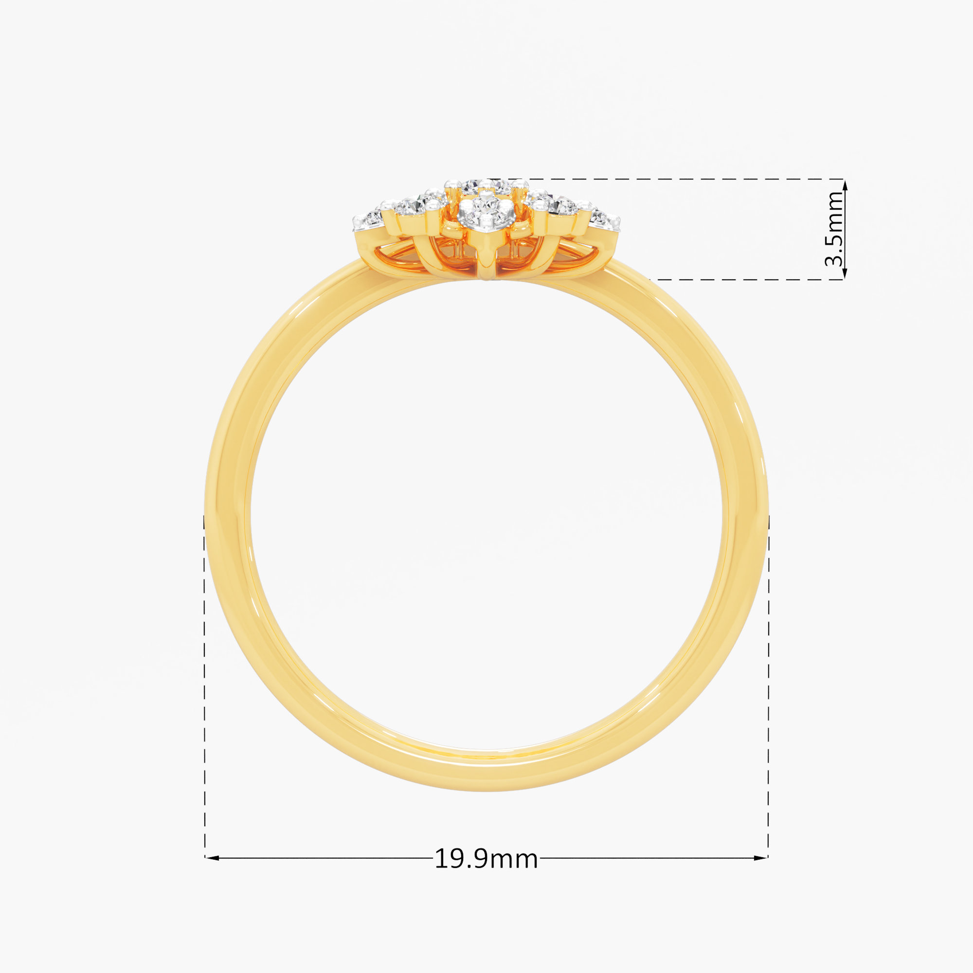 Floret Cluster Diamond Ring in 9KT Yellow Gold (Diamond Quality: FG-VVS VS)