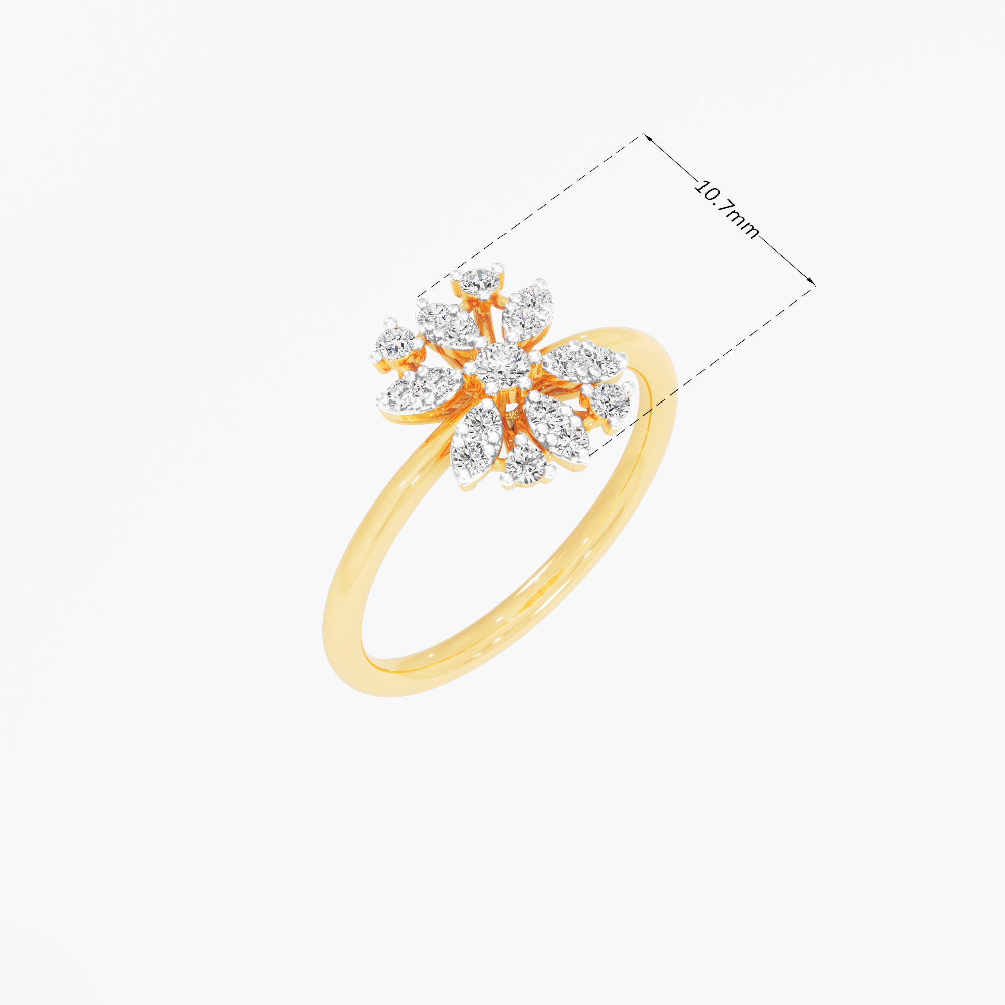 Floret Cluster Diamond Ring in 9KT Yellow Gold (Diamond Quality: FG-VVS VS)