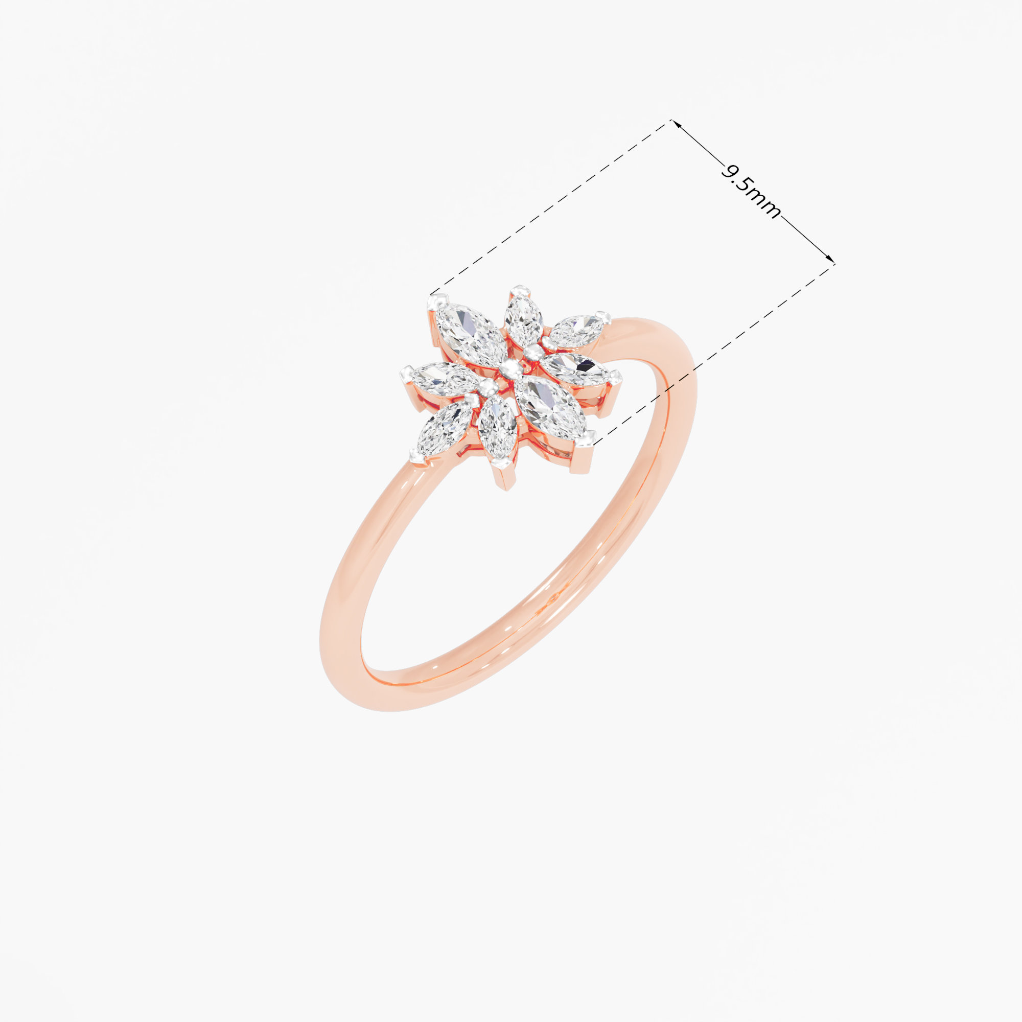 Cobalt Flora Diamond Ring in 9KT Rose Gold (Diamond Quality: FG-VVS VS)