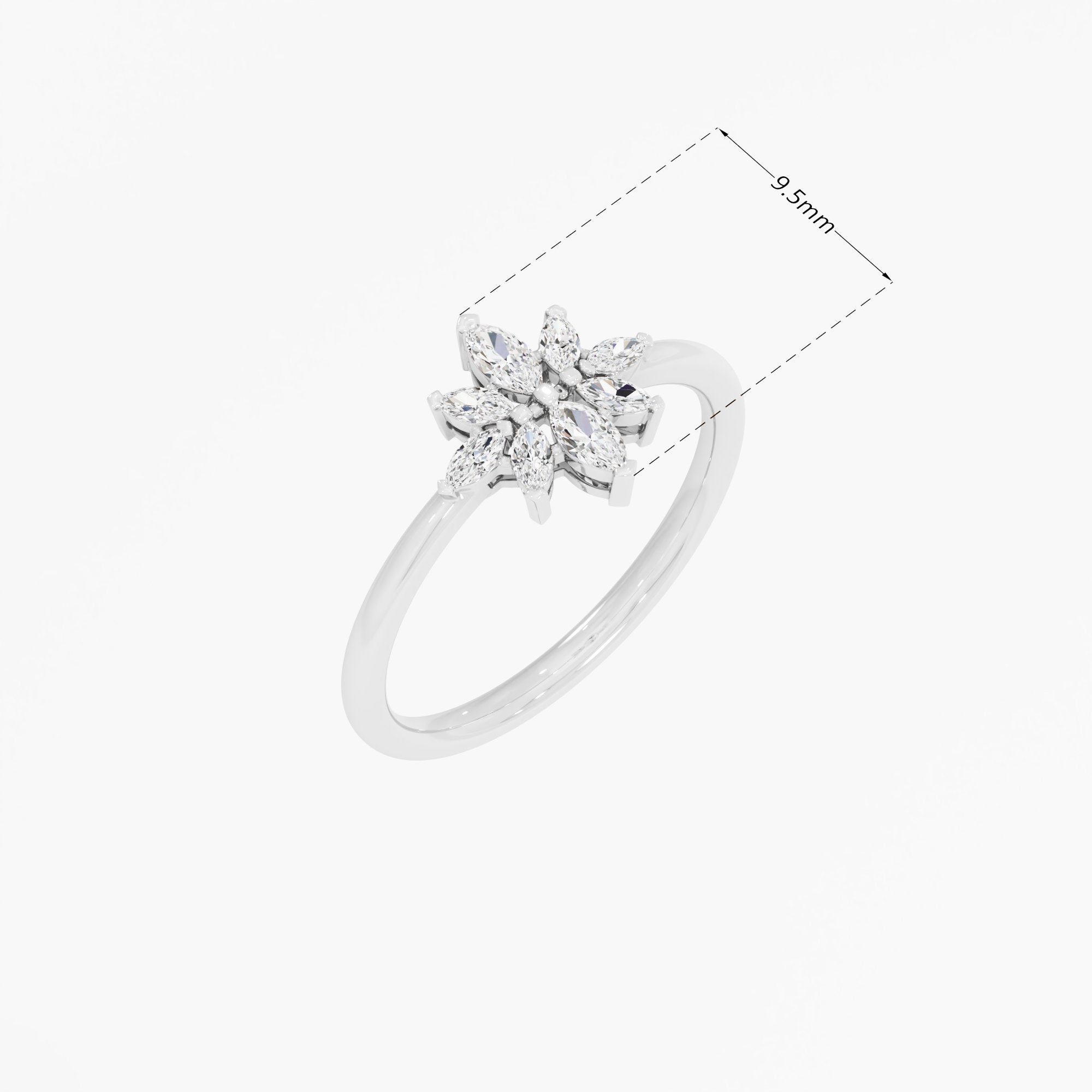 Cobalt Flora Diamond Ring in 9KT White Gold (Diamond Quality: FG-VVS VS)