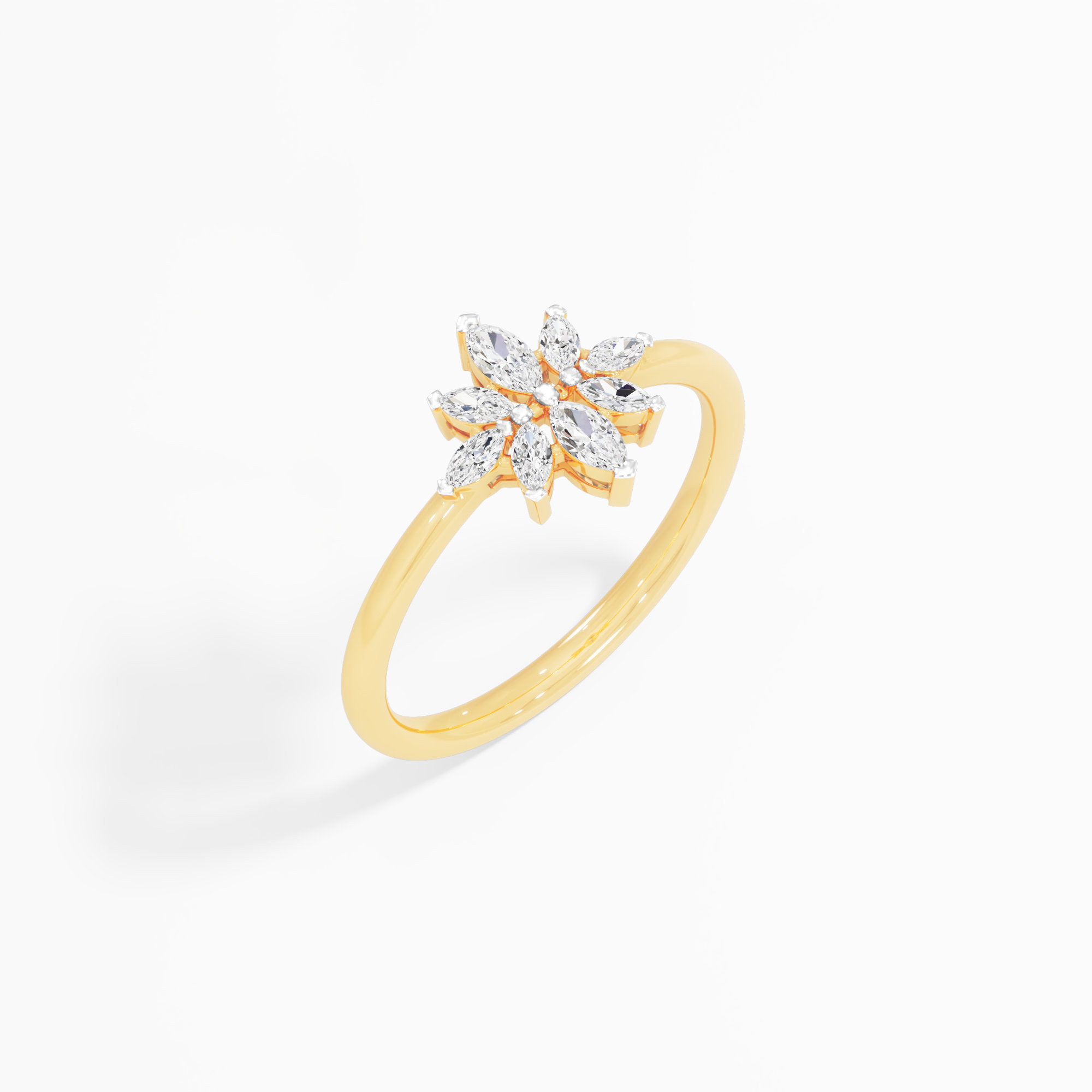 Cobalt Flora Diamond Ring in 9KT Yellow Gold (Diamond Quality: FG-VVS VS)