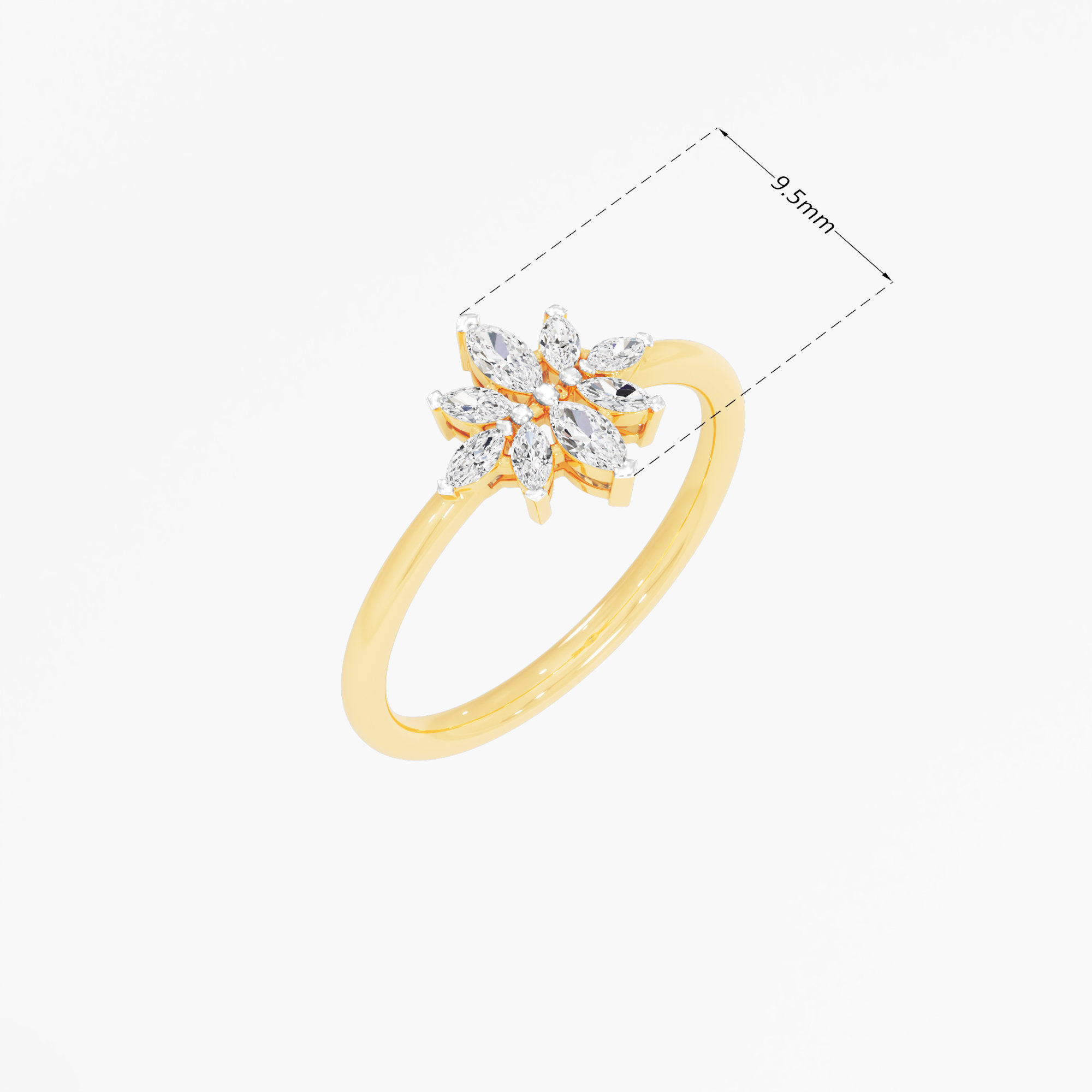 Cobalt Flora Diamond Ring in 9KT Yellow Gold (Diamond Quality: FG-VVS VS)