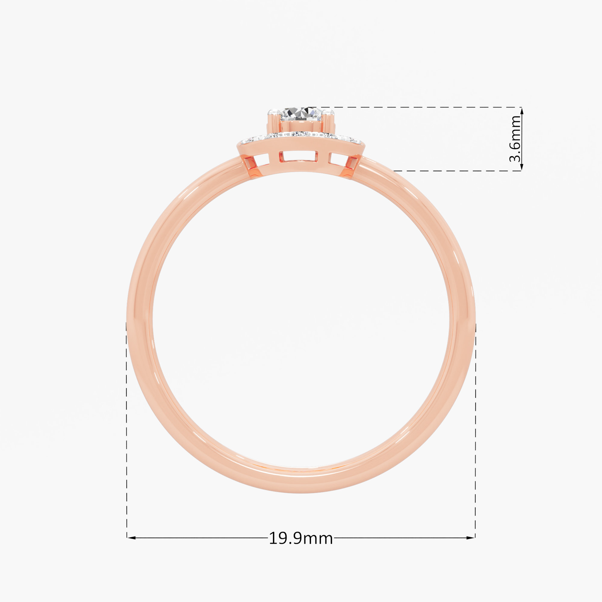 Crescent Cradle Diamond Ring in 9KT Rose Gold (Diamond Quality: FG-VVS VS)