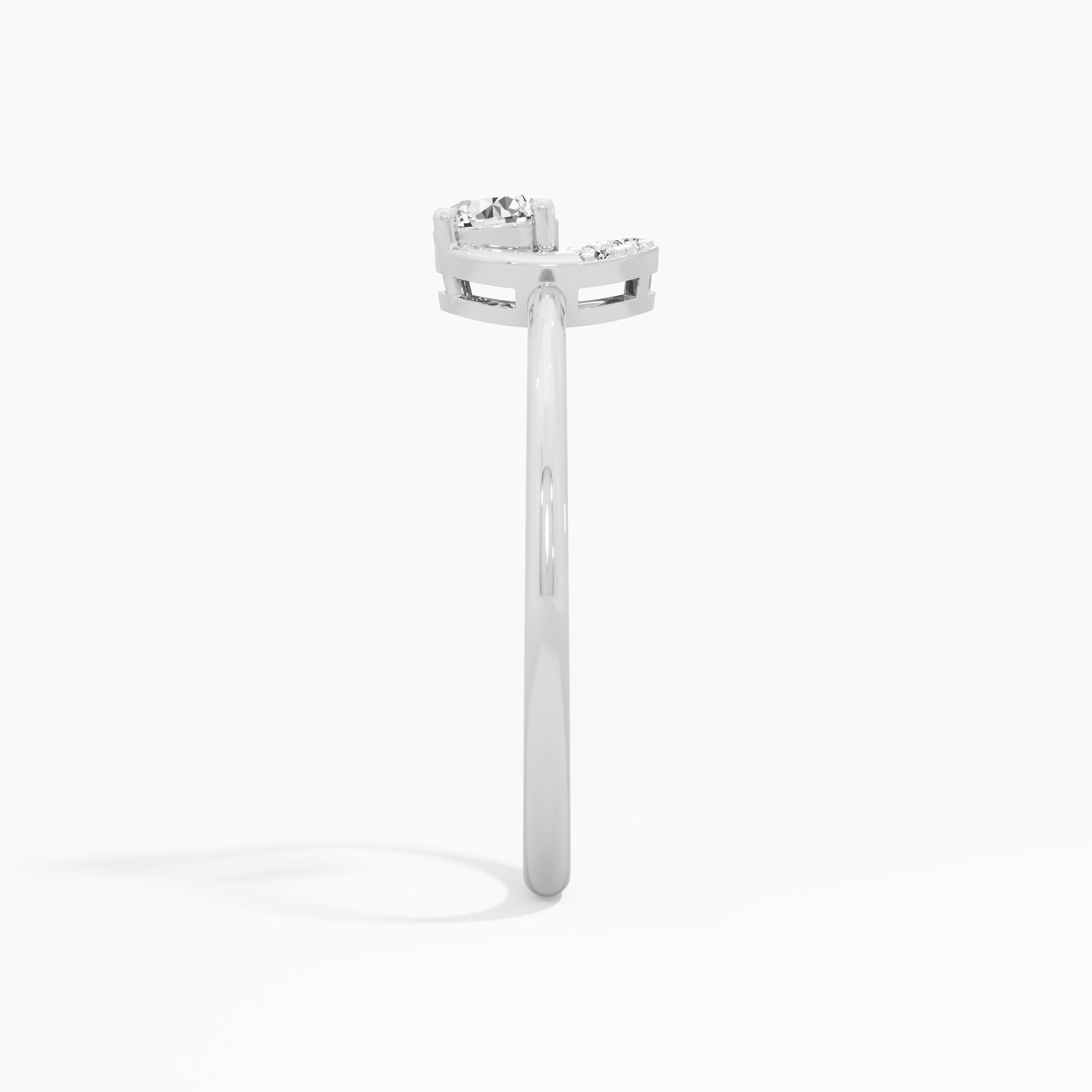 Crescent Cradle Diamond Ring in 9KT White Gold (Diamond Quality: FG-VVS VS)
