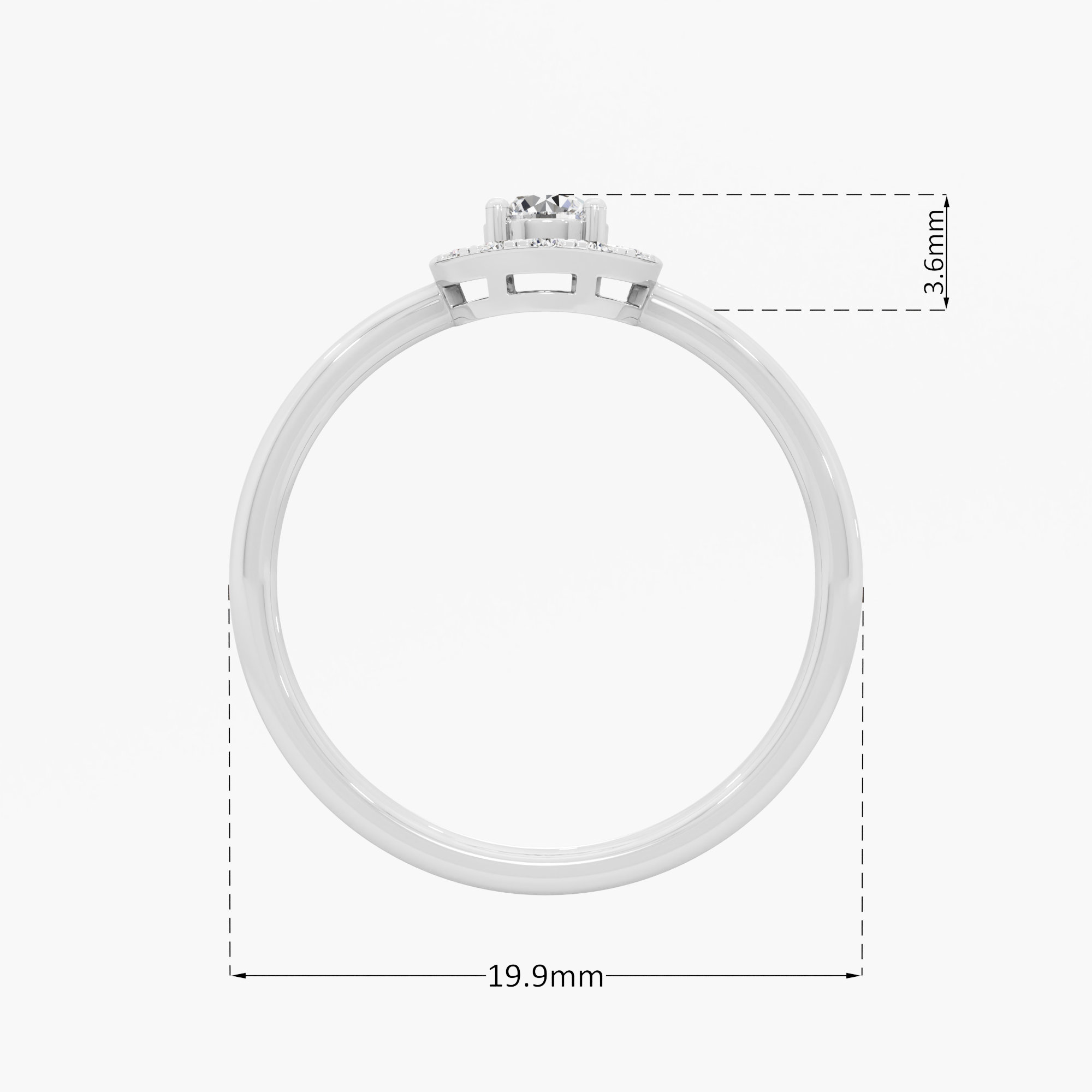 Crescent Cradle Diamond Ring in 9KT White Gold (Diamond Quality: FG-VVS VS)