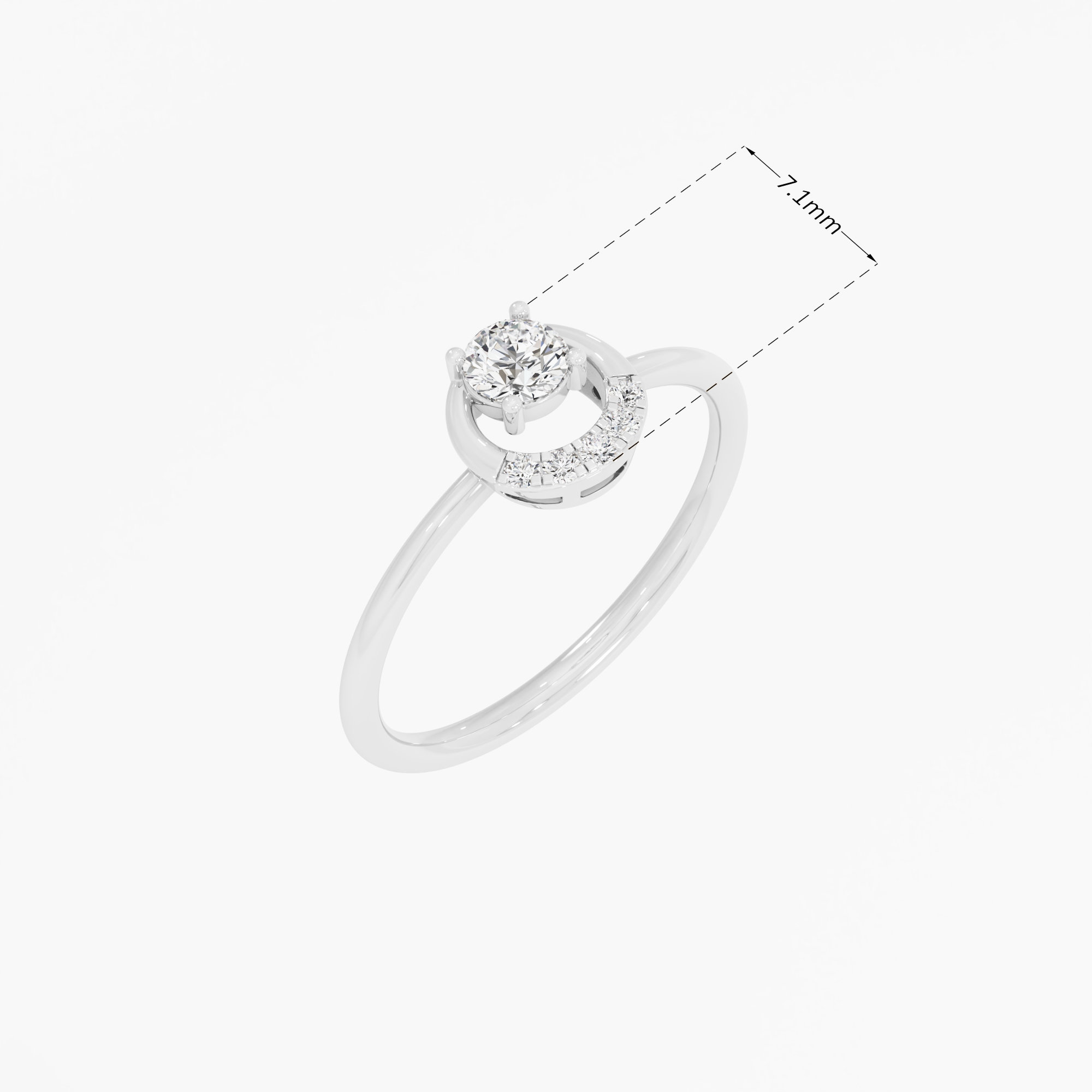 Crescent Cradle Diamond Ring in 9KT White Gold (Diamond Quality: FG-VVS VS)