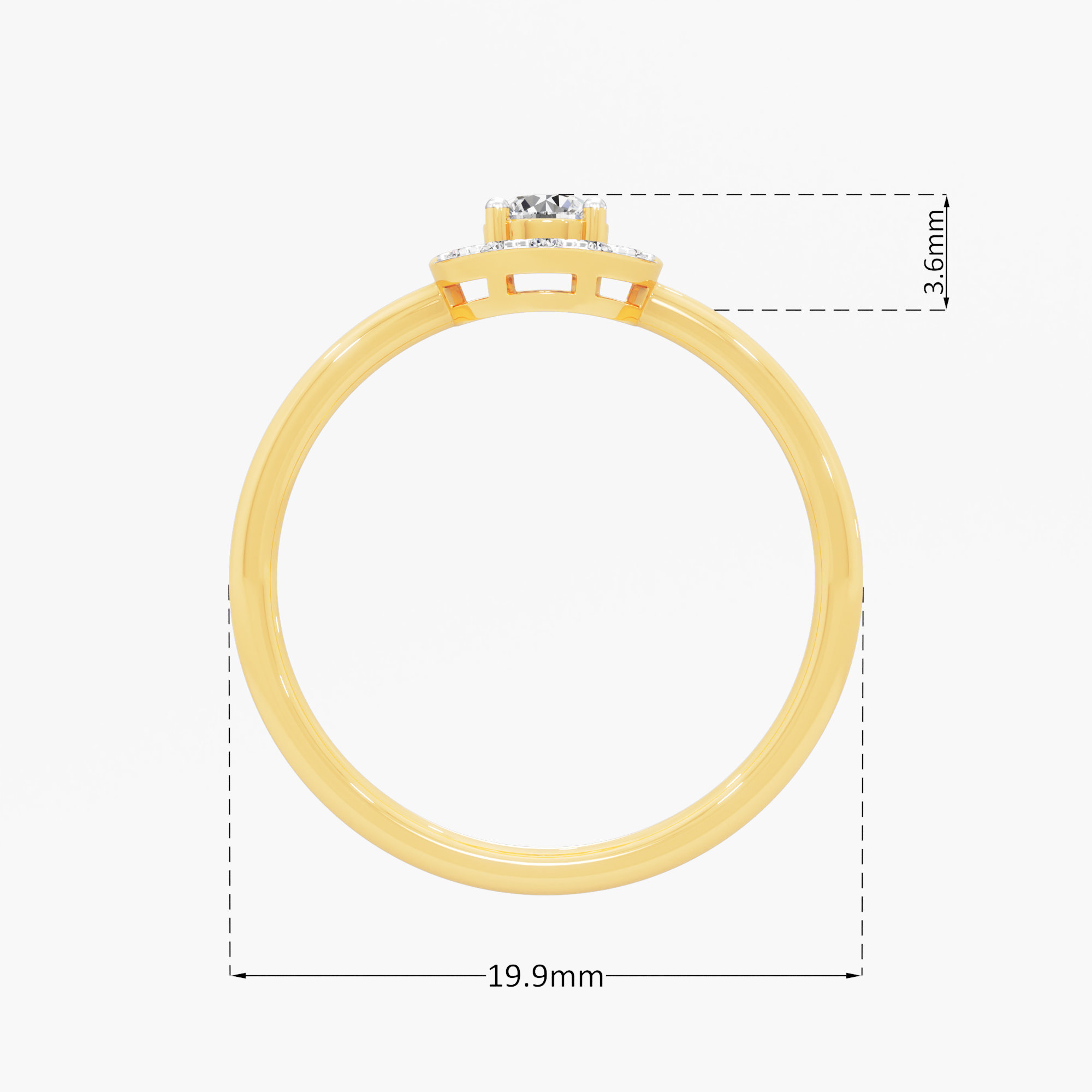 Crescent Cradle Diamond Ring in 9KT Yellow Gold (Diamond Quality: FG-VVS VS)