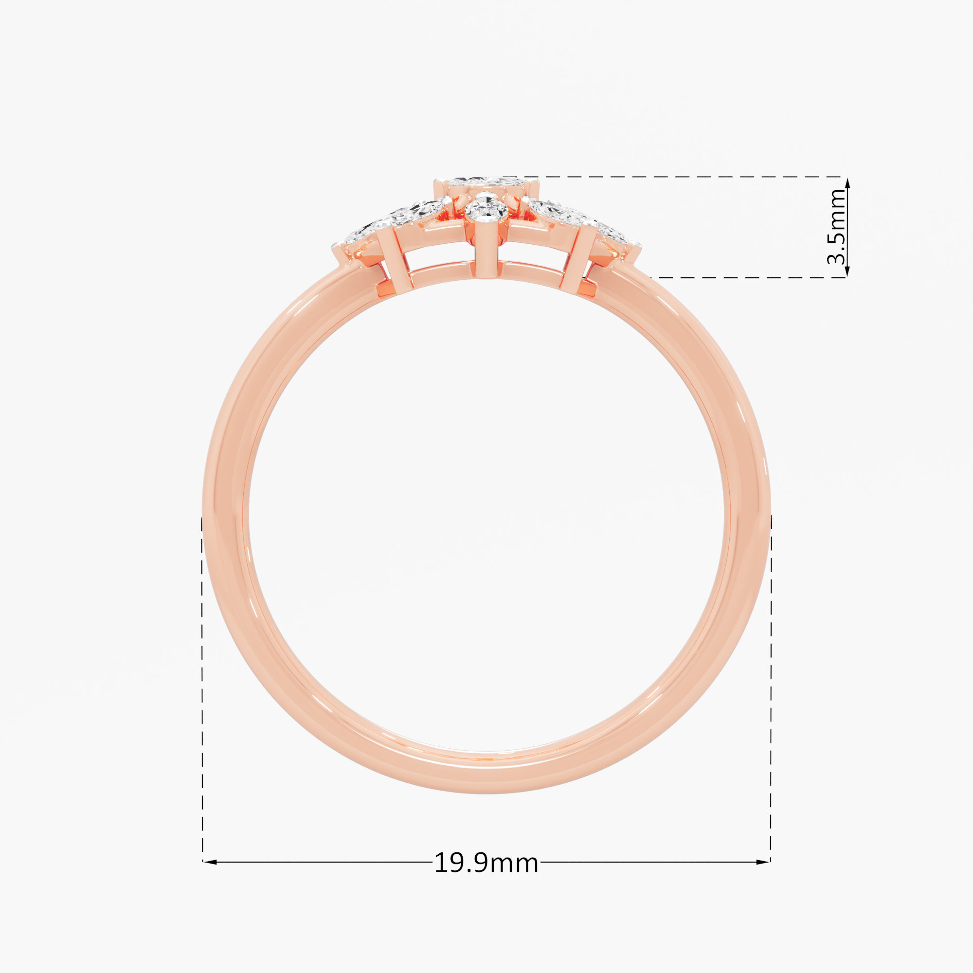 Azure Star Diamond Ring in 9KT Rose Gold (Diamond Quality: FG-VVS VS)