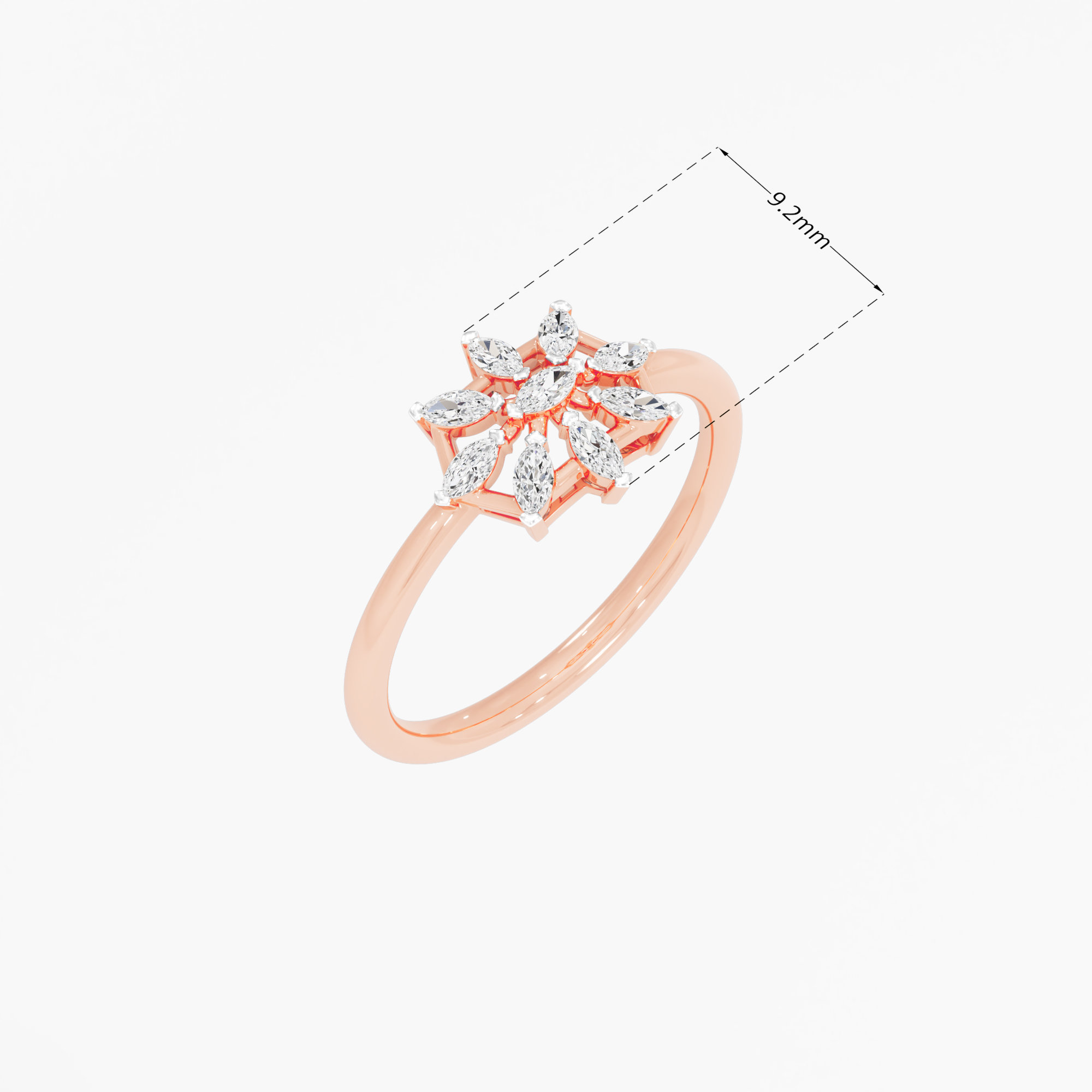 Azure Star Diamond Ring in 9KT Rose Gold (Diamond Quality: FG-VVS VS)